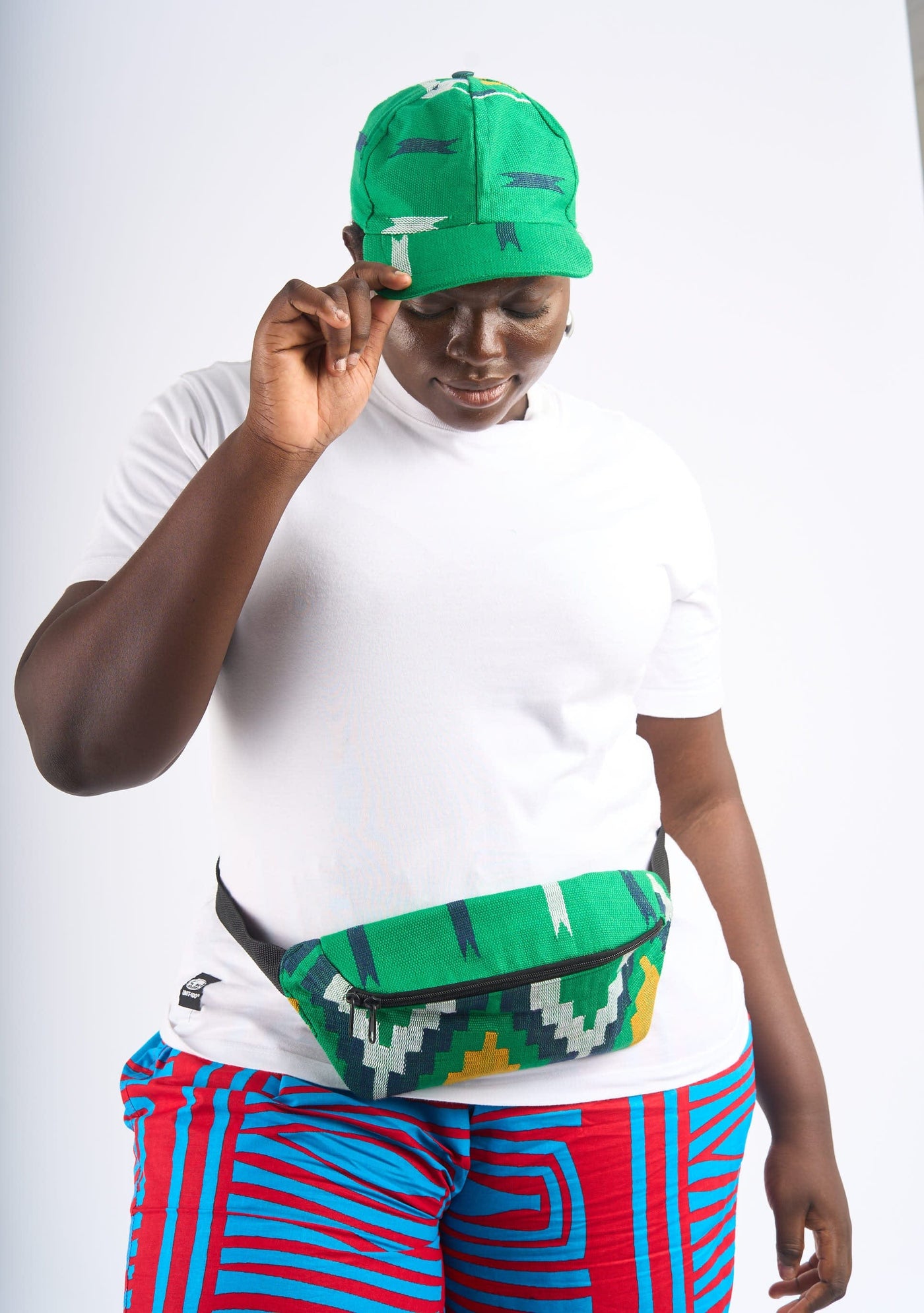 Yevu Accessories - Bag Kente Bumbag  - Green Stars