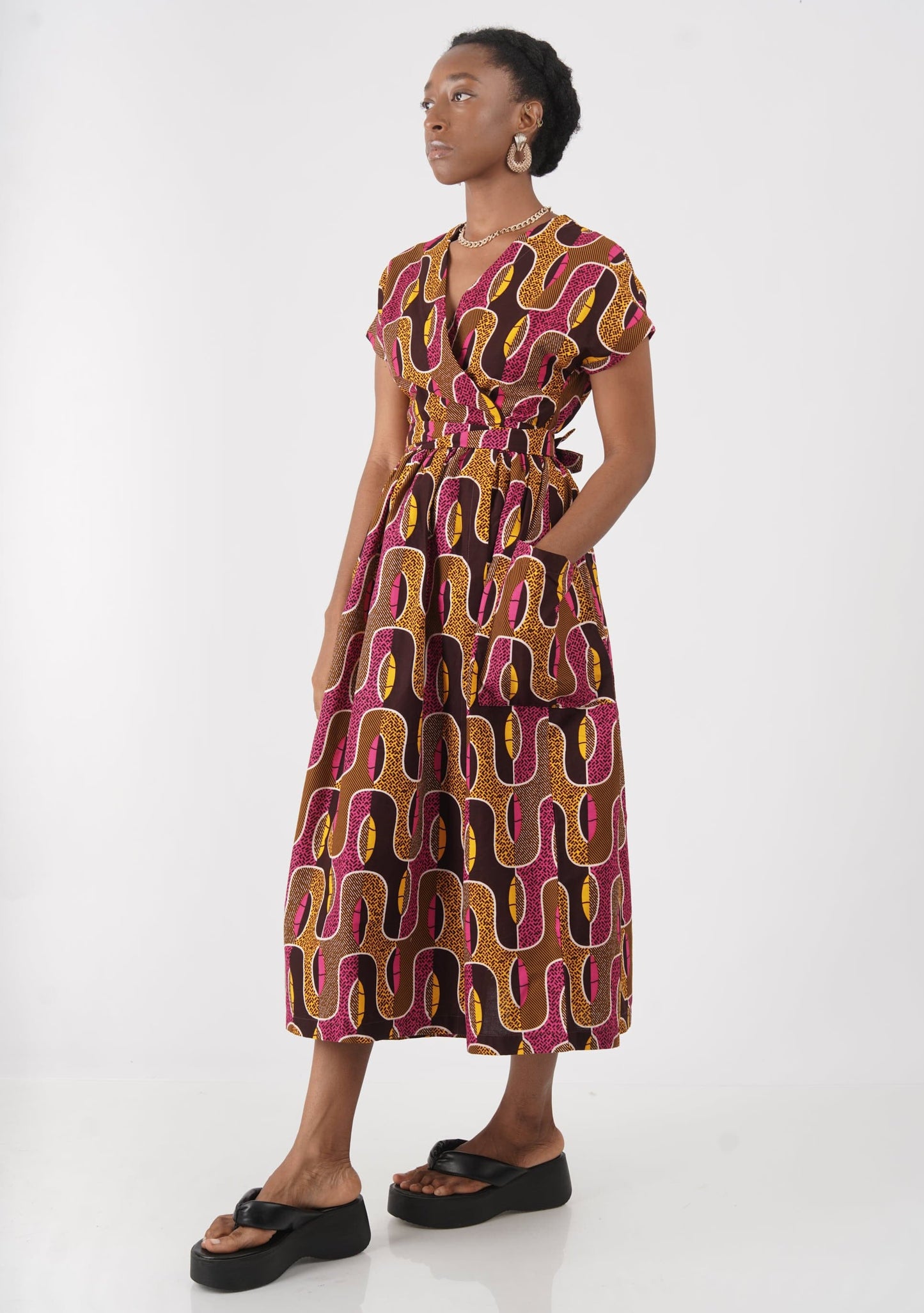 YEVU Women - Dress Midi Wrap Dress - Peanut Butter