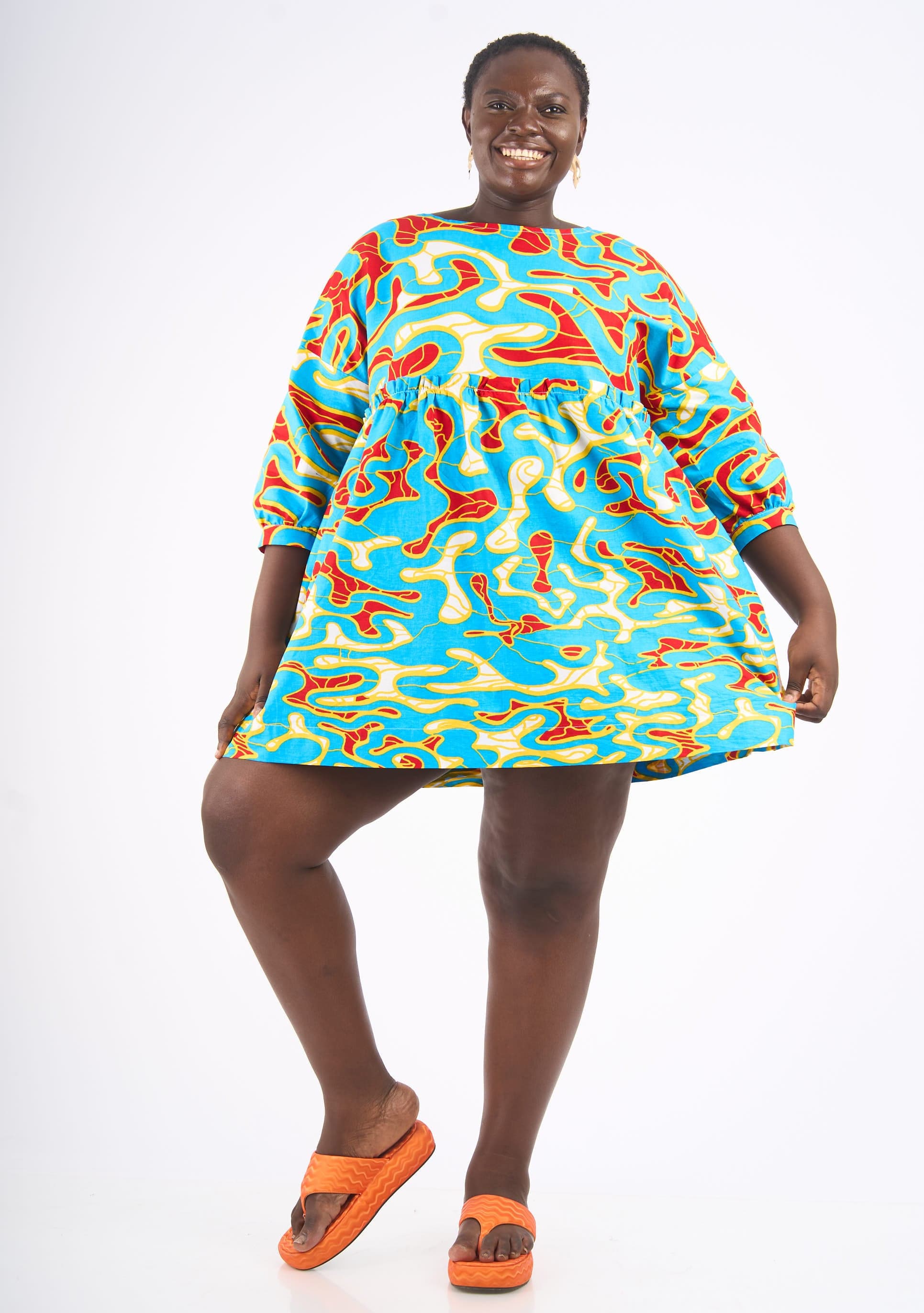 YEVU Women - Dress Smock Dress - Maps New Wave