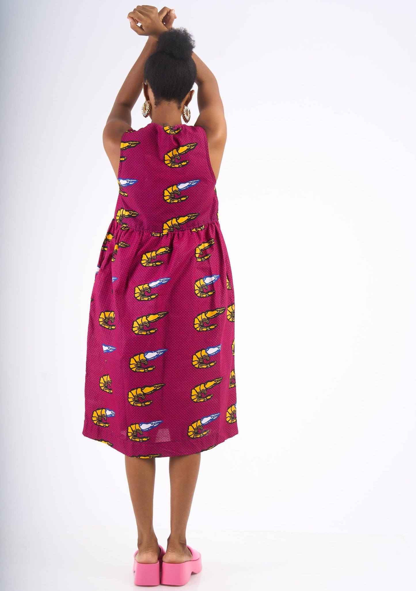 YEVU Women - Dress Tie Top Midi Dress - Prawns