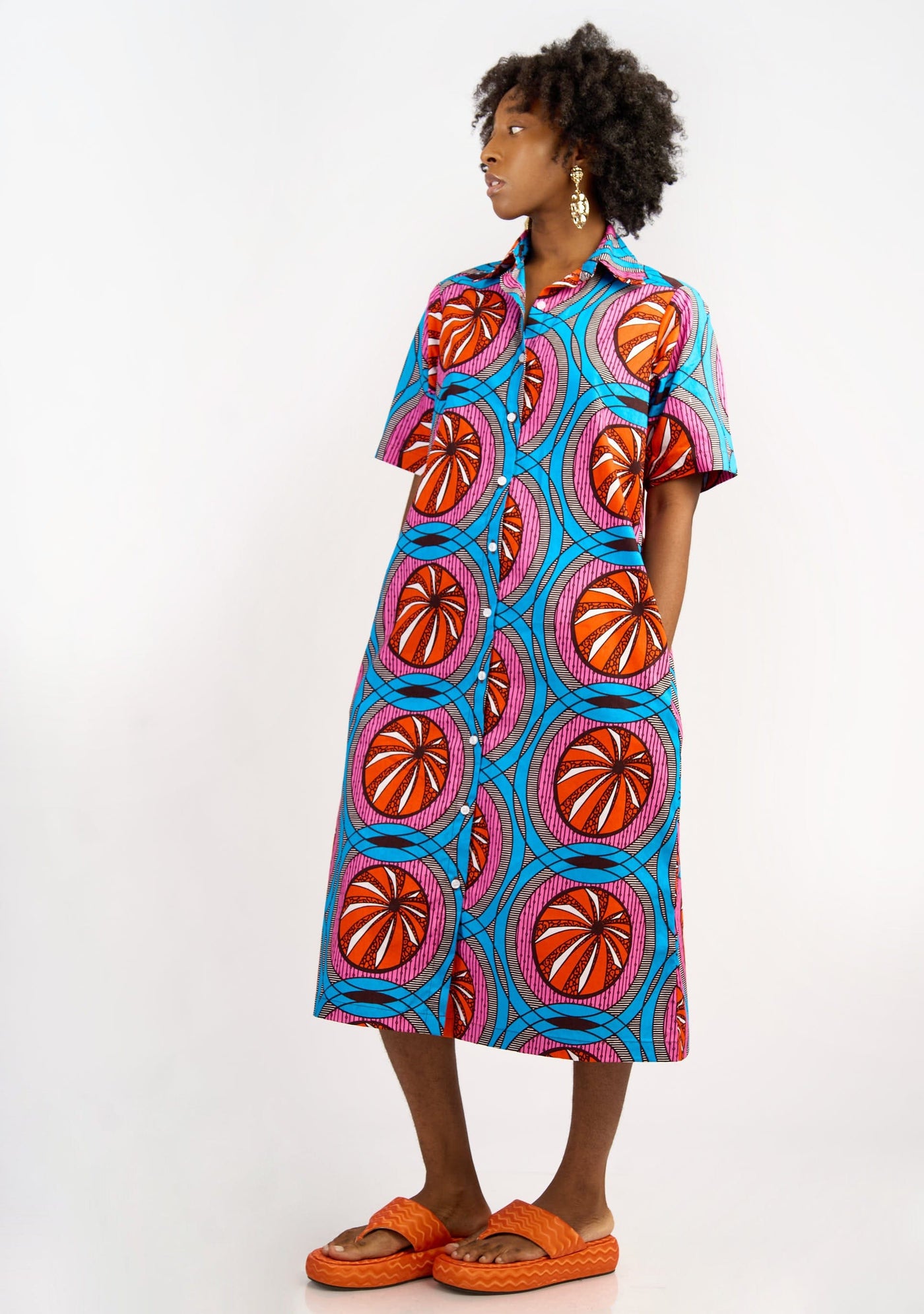YEVU Women - Dress Ultimate Shirt Dress - Tangerine Dreams