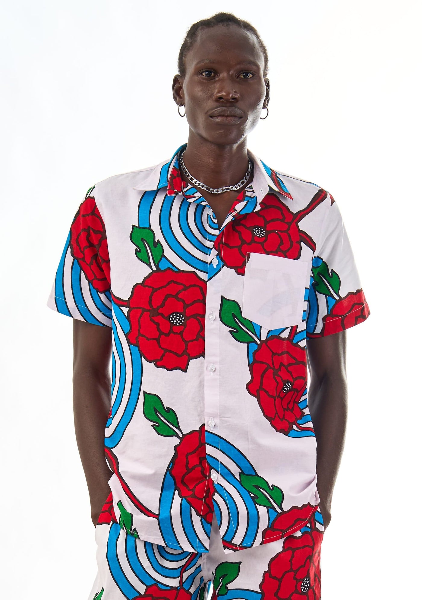 YEVU Men - Shirt Short Sleeve Shirt - Roses