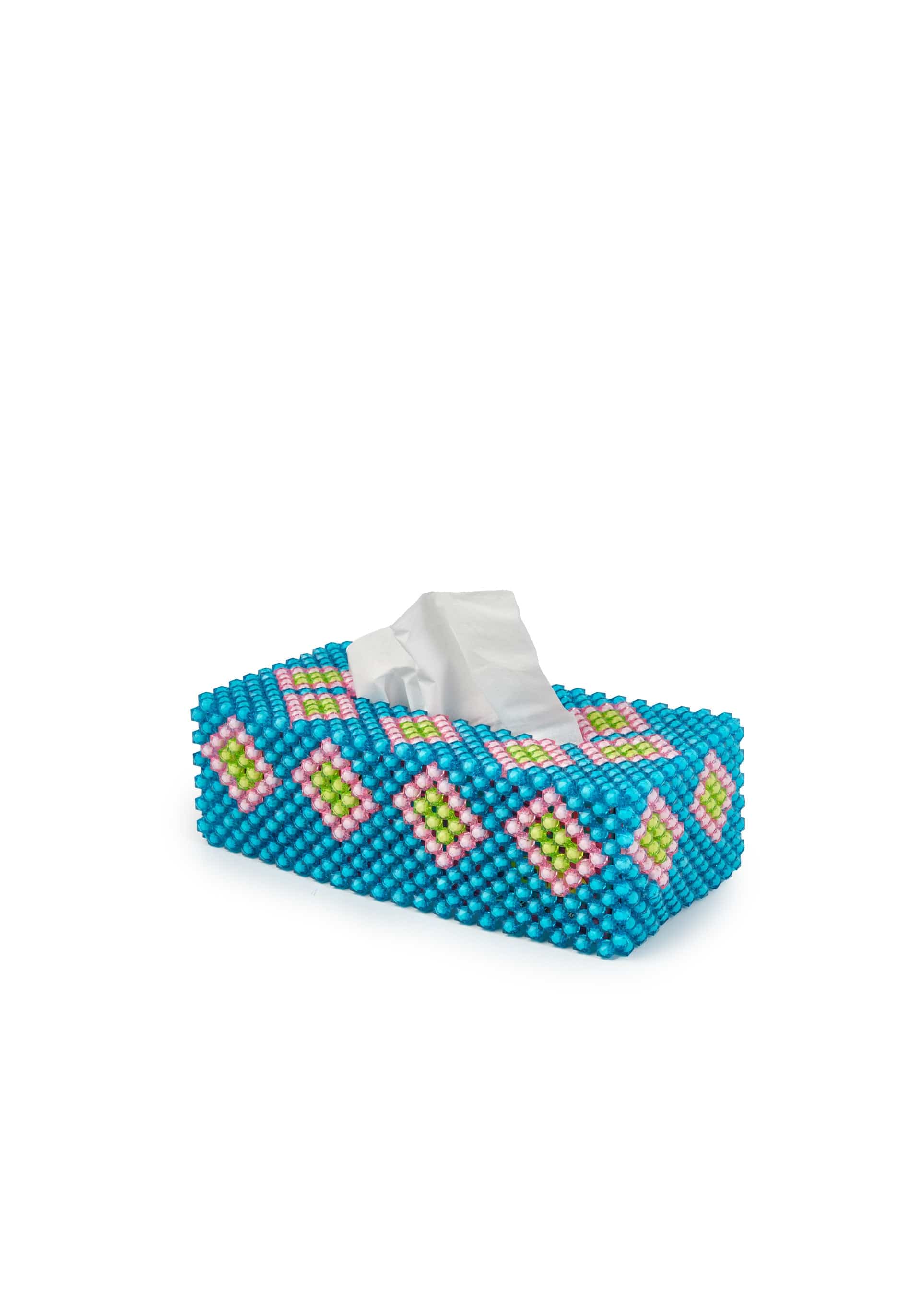 YEVU Homewares Beaded Tissue Box Cover - Blue with Green