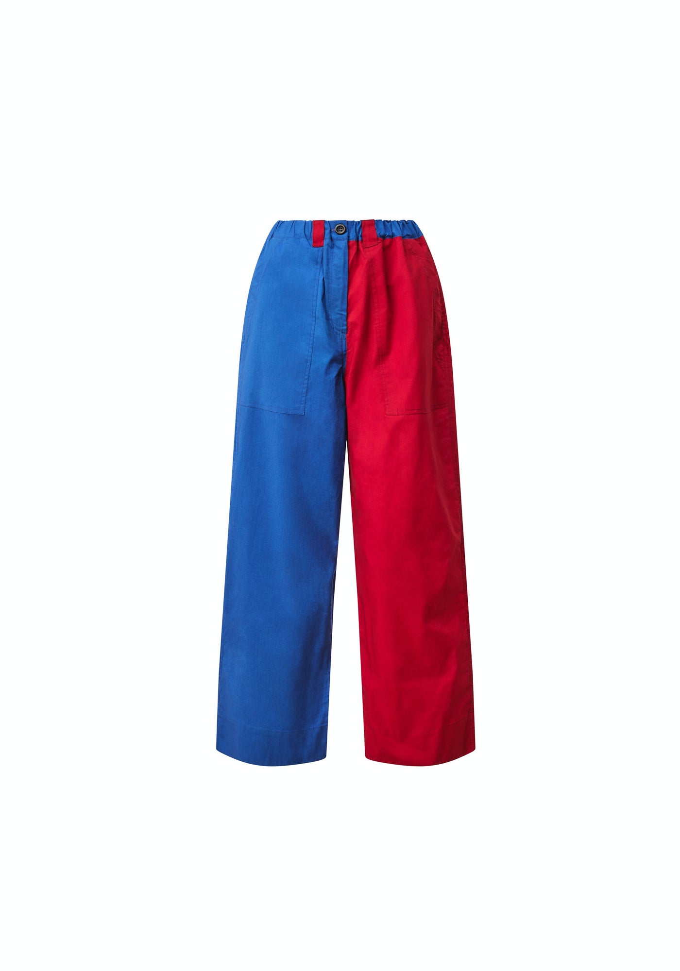 Relaxed Straight Leg Pants - Blue & Red Batik