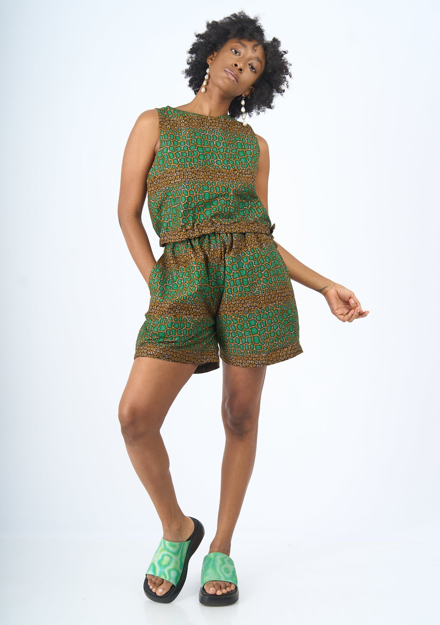 YEVU Women - Trousers Comfy Short - Green Housestones
