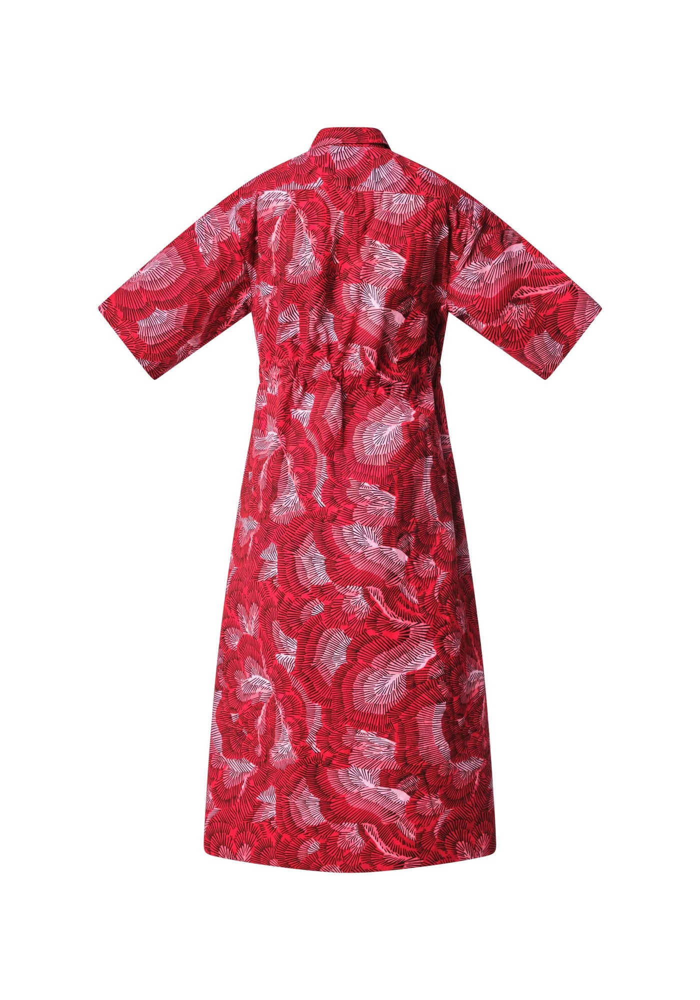 YEVU Women - Dress Drawstring Midi Dress - Red Feathers