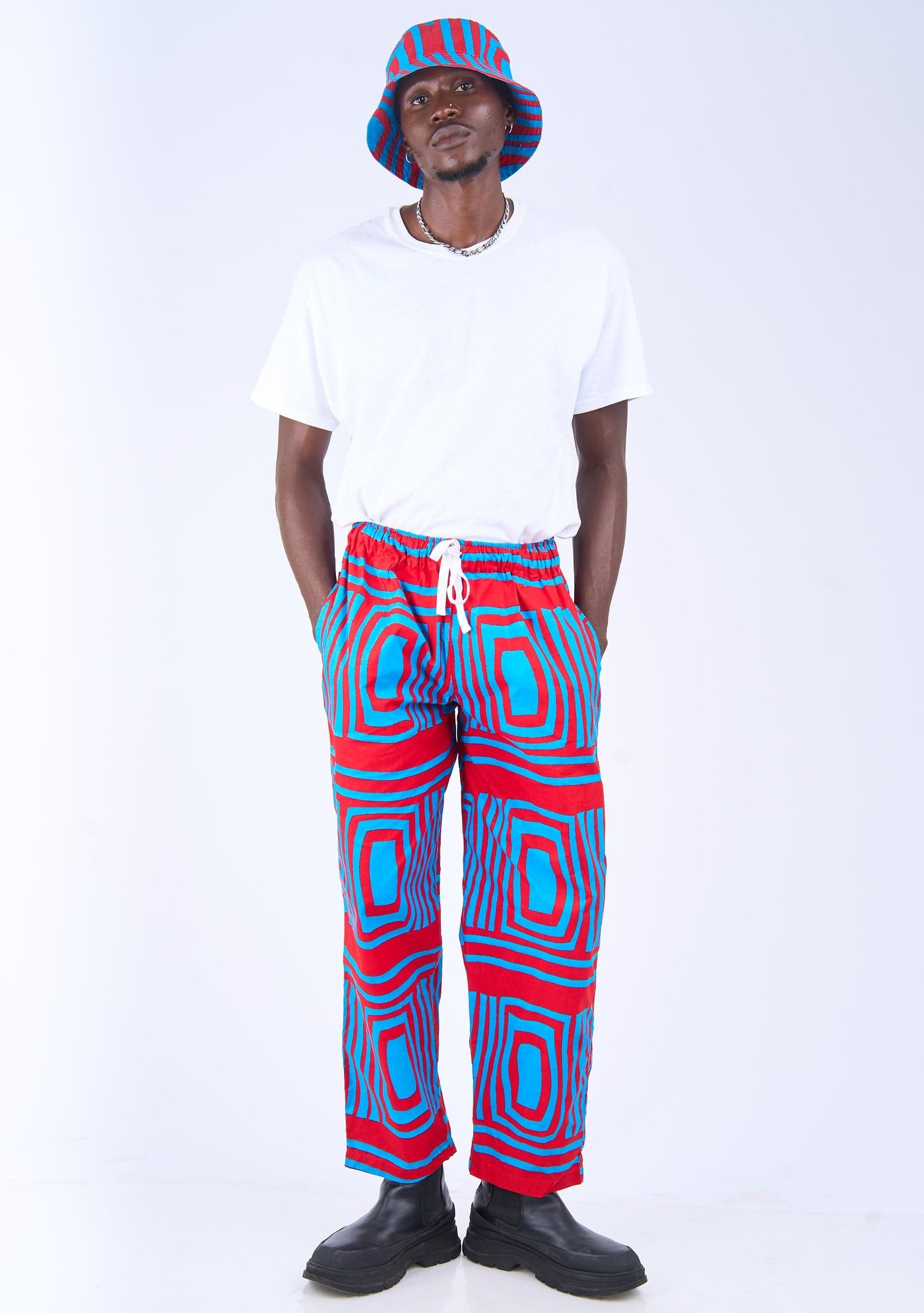 YEVU Men - Trousers Drawstring Pant - Monochrome New Wave
