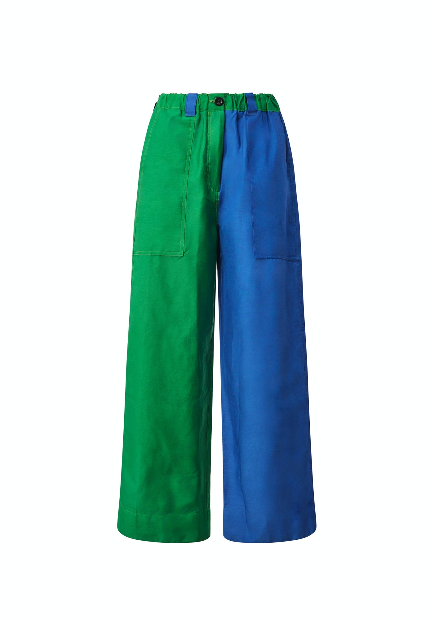 Relaxed Straight Leg Pants - Green & Blue Batik