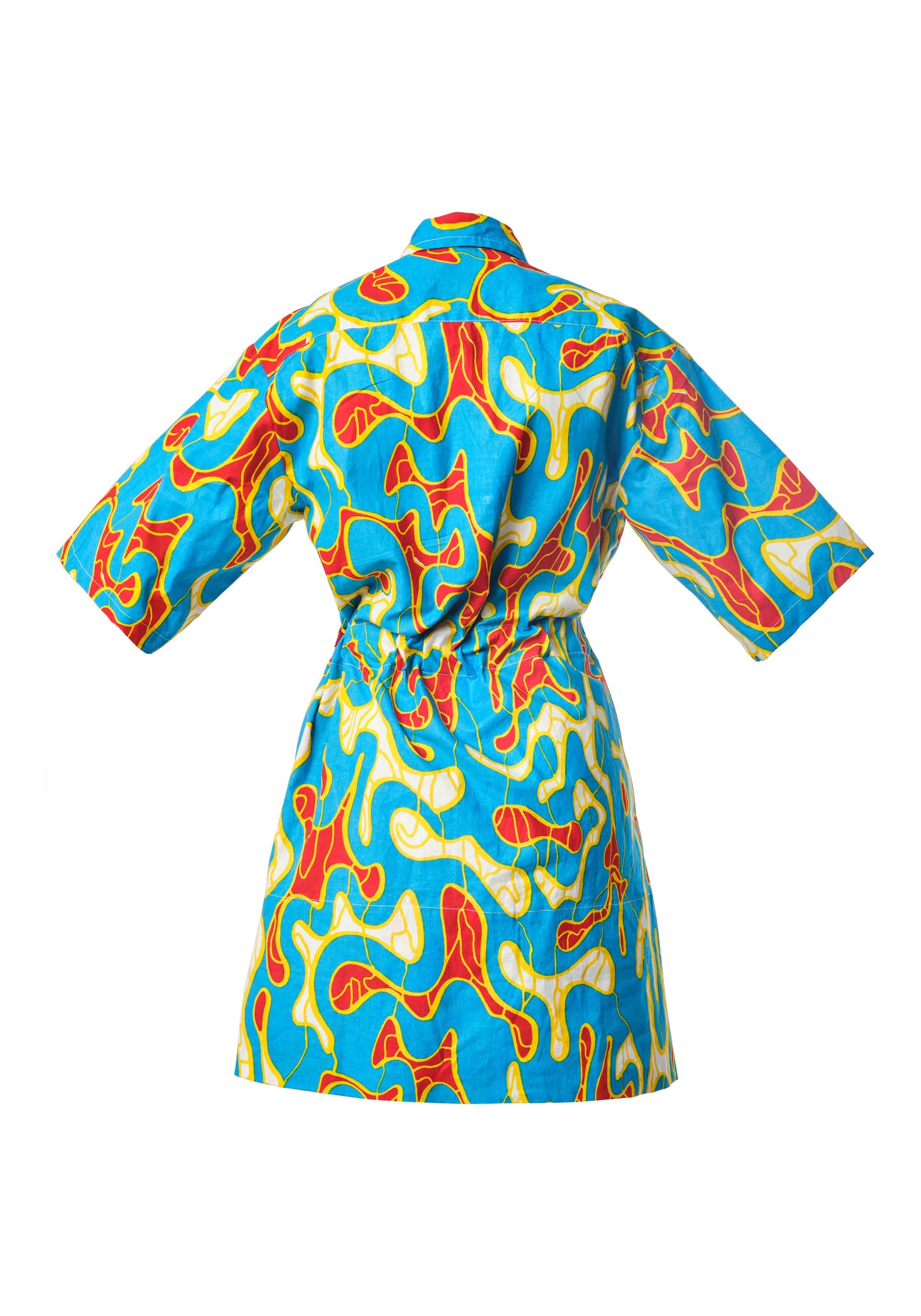 YEVU Women - Dress Half Drawstring Dress - Maps New Wave