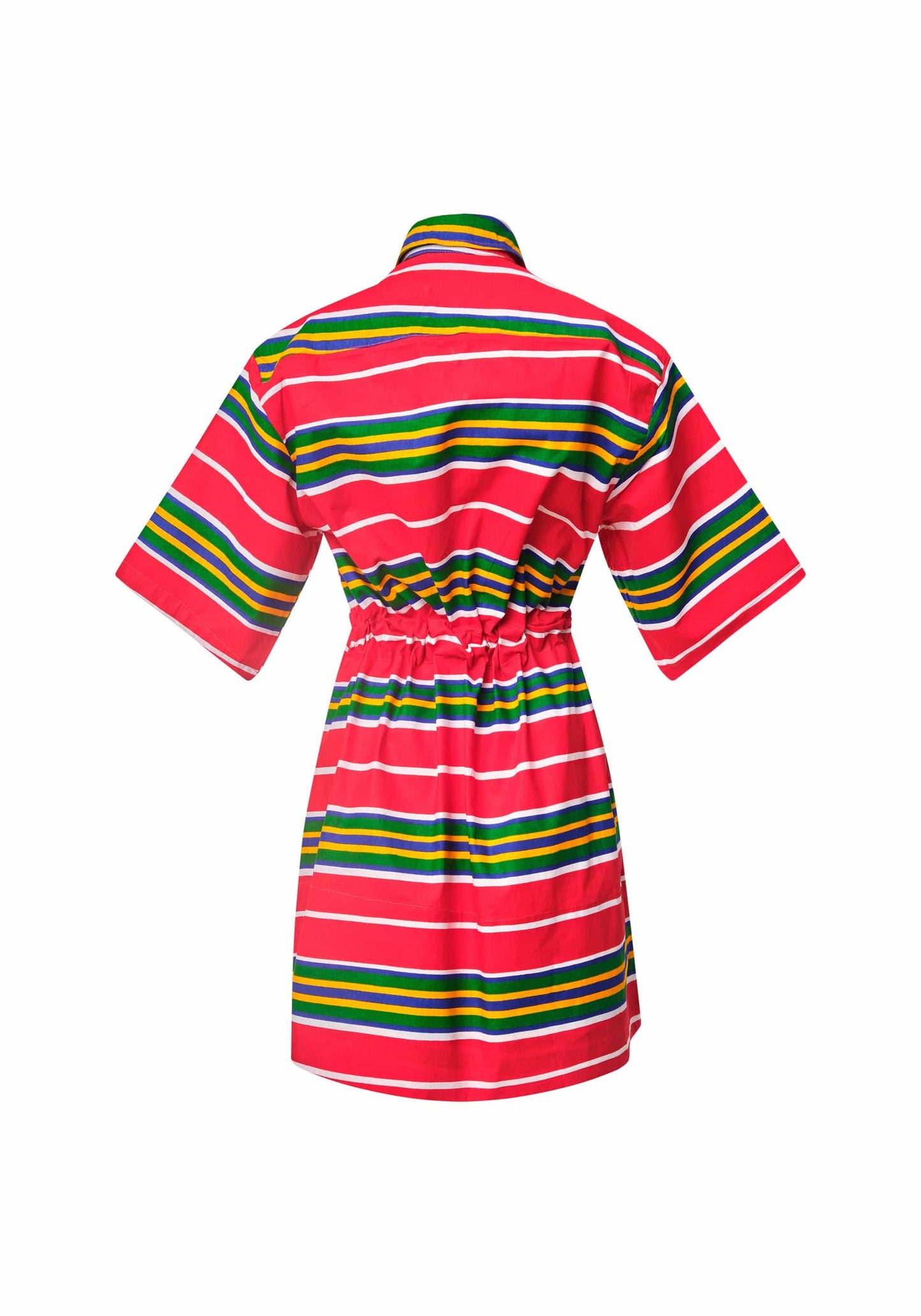 YEVU Women - Dress Half Drawstring Dress - Red Lines