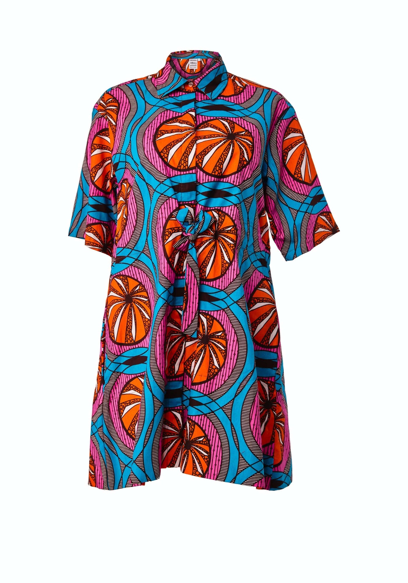 Yevu Women - Dress Half Drawstring Dress - Tangerine Dreams