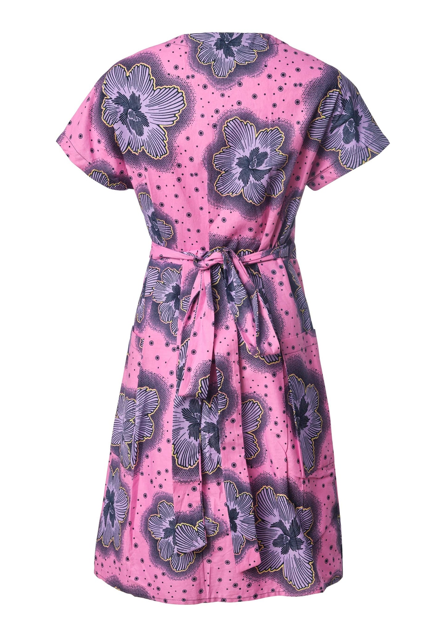 YEVU Women - Dress Half Length Wrap Dress - Purple Flowers