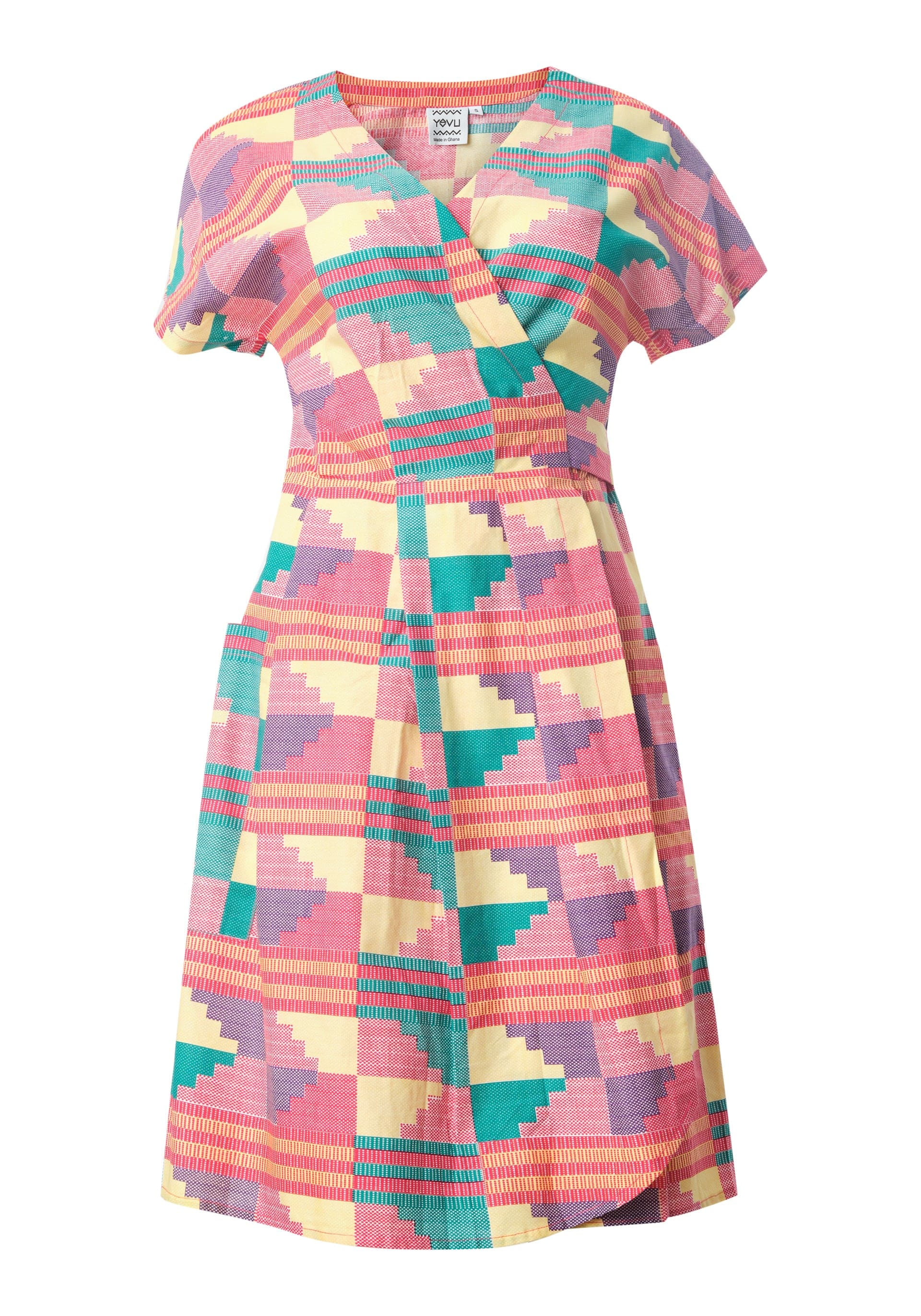 YEVU Women - Dress Half Length Wrap Dress - Sherbet New Wave