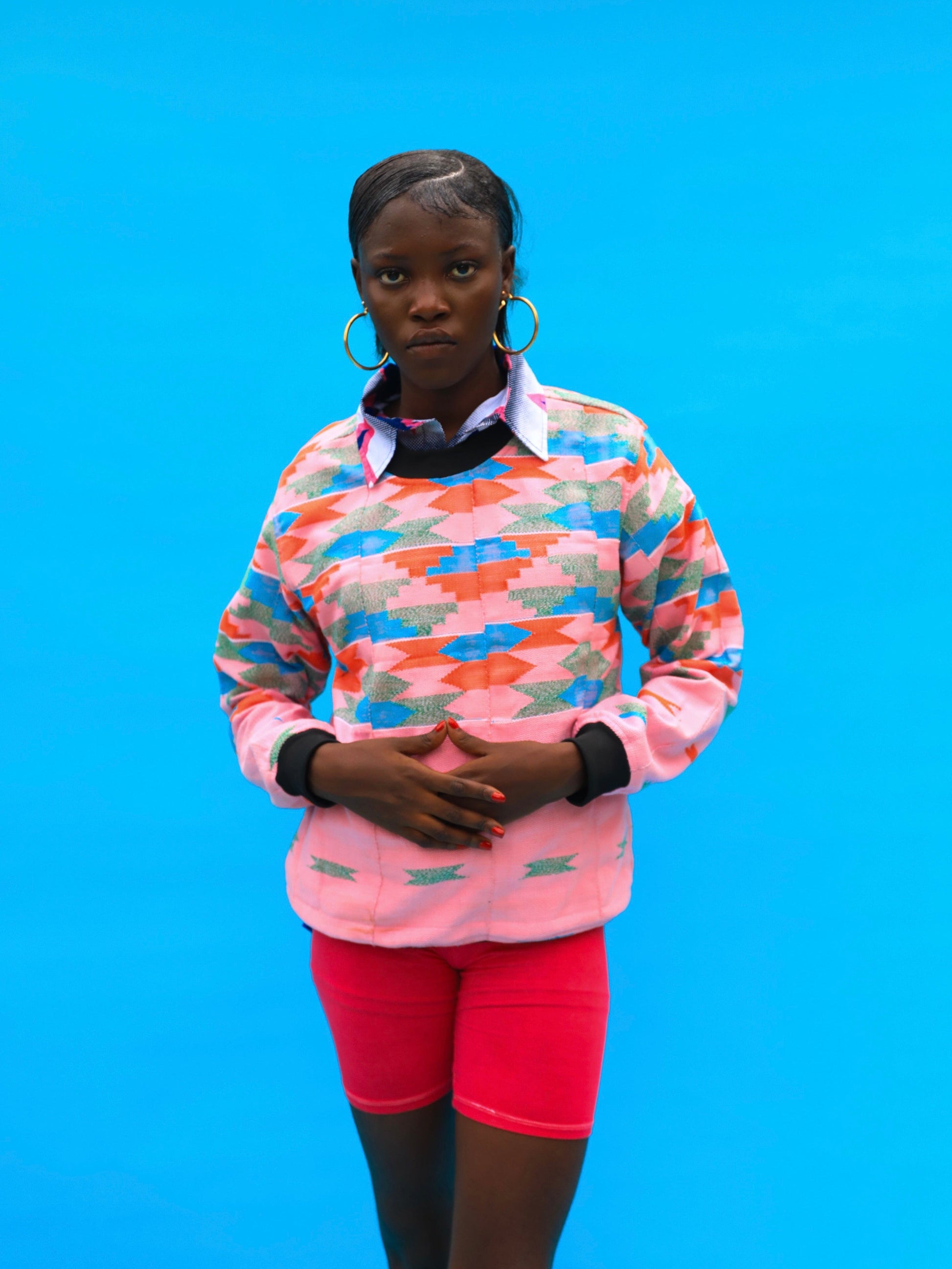 YEVU Women - Jacket Jumper - Rose Pink Kente