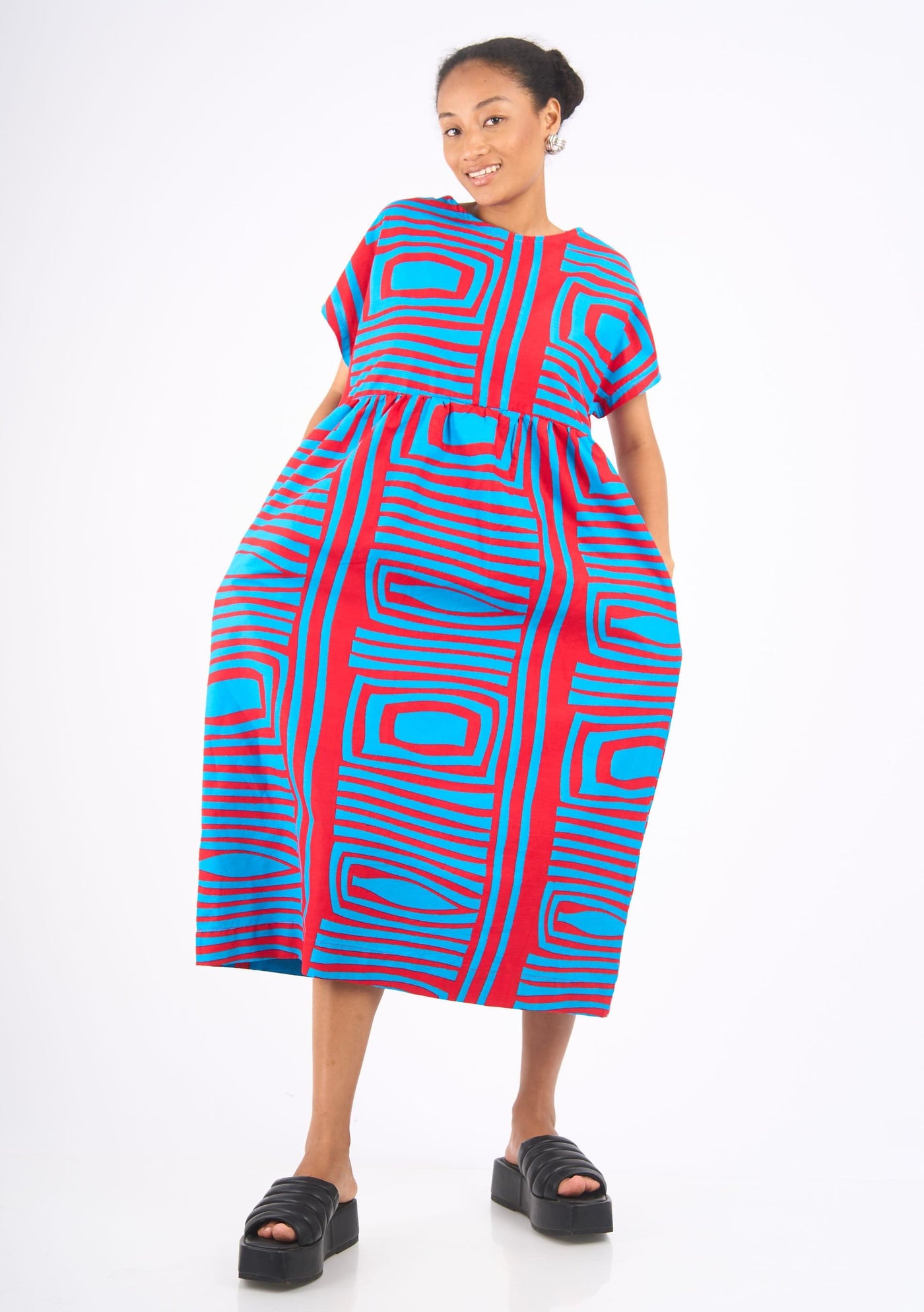 YEVU Women - Dress Kaftan Dress - Monochrome New Wave