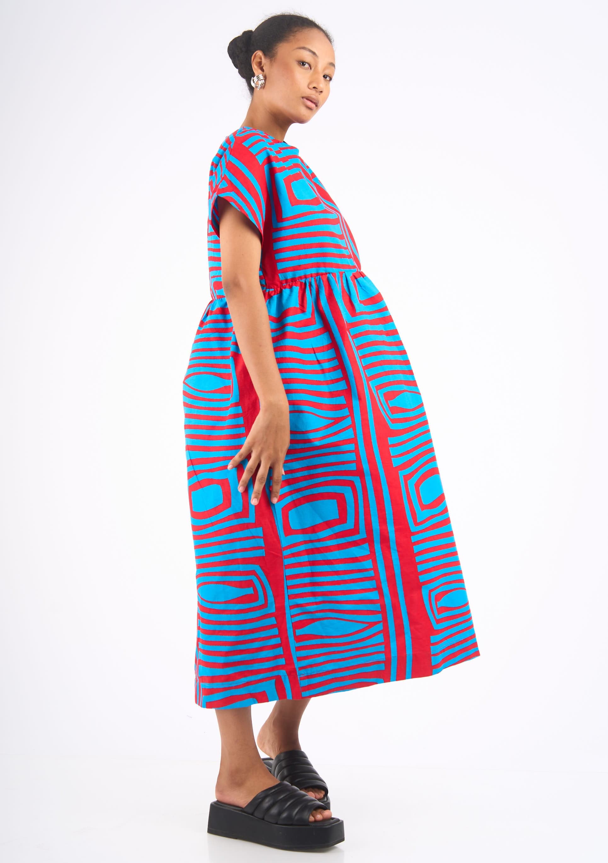 YEVU Women - Dress Kaftan Dress - Monochrome New Wave