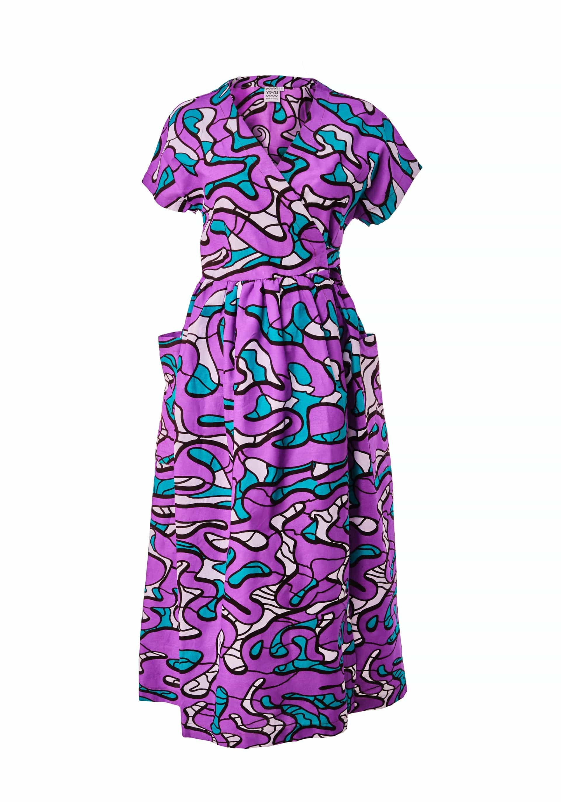 YEVU Women - Dress Midi Wrap Dress - Maps