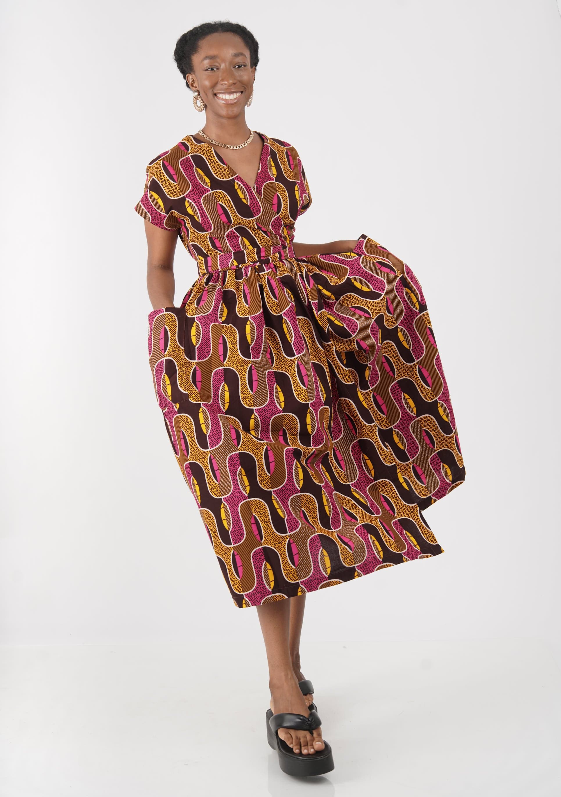 YEVU Women - Dress Midi Wrap Dress - Peanut Butter
