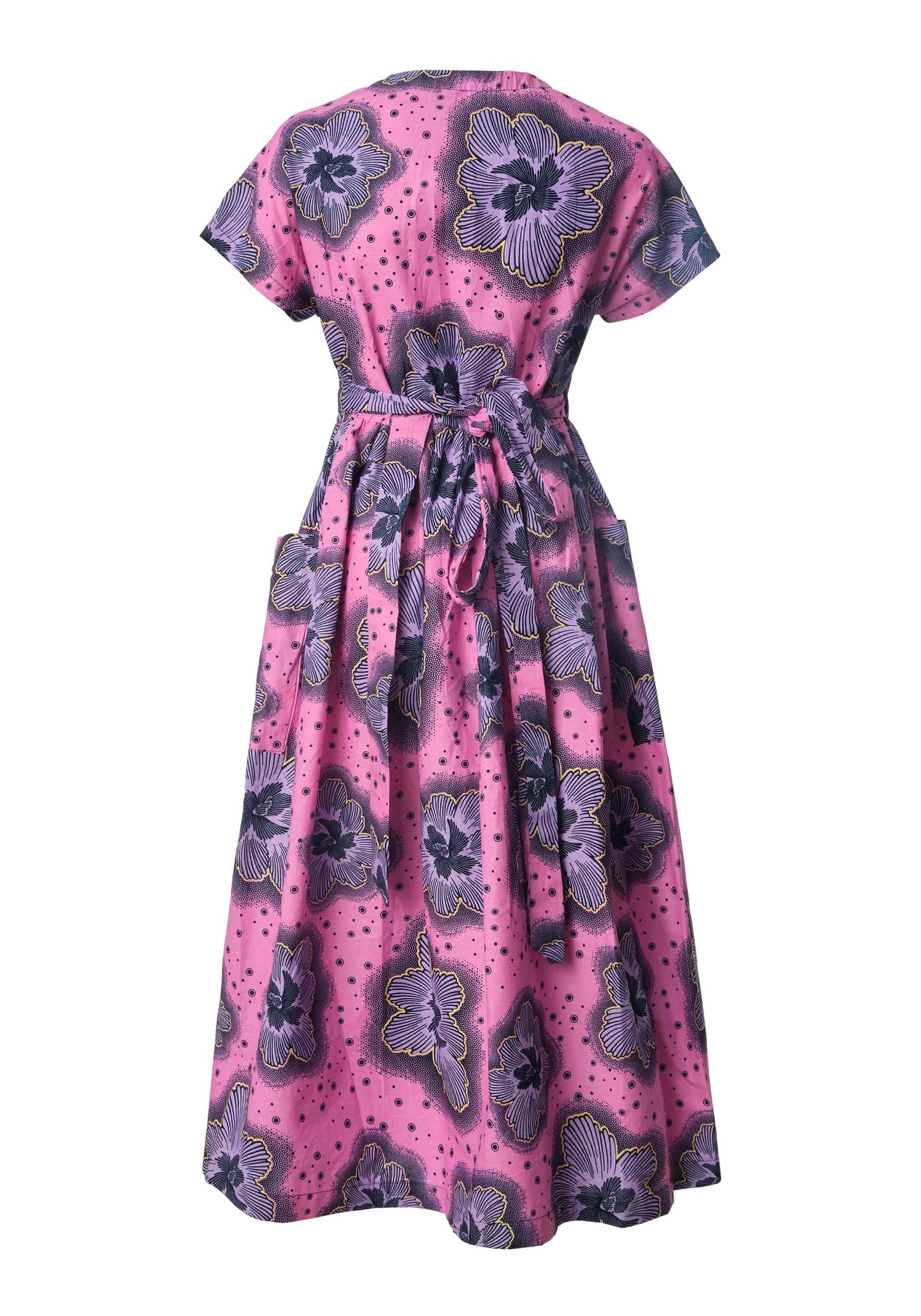 YEVU Women - Dress Midi Wrap Dress - Purple Flowers