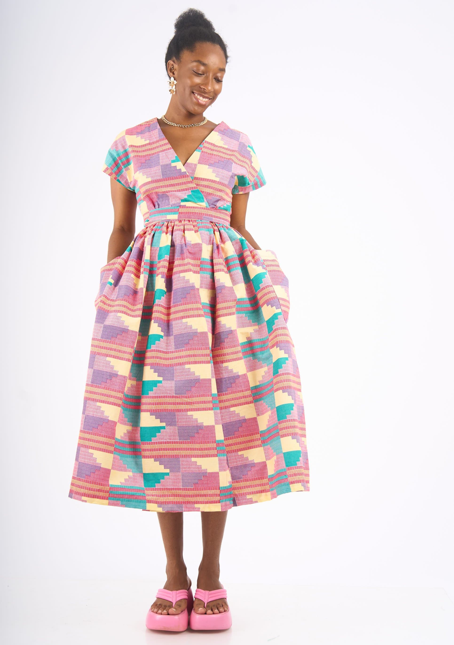 Midi Wrap Dress - Sherbet New Wave – YEVU