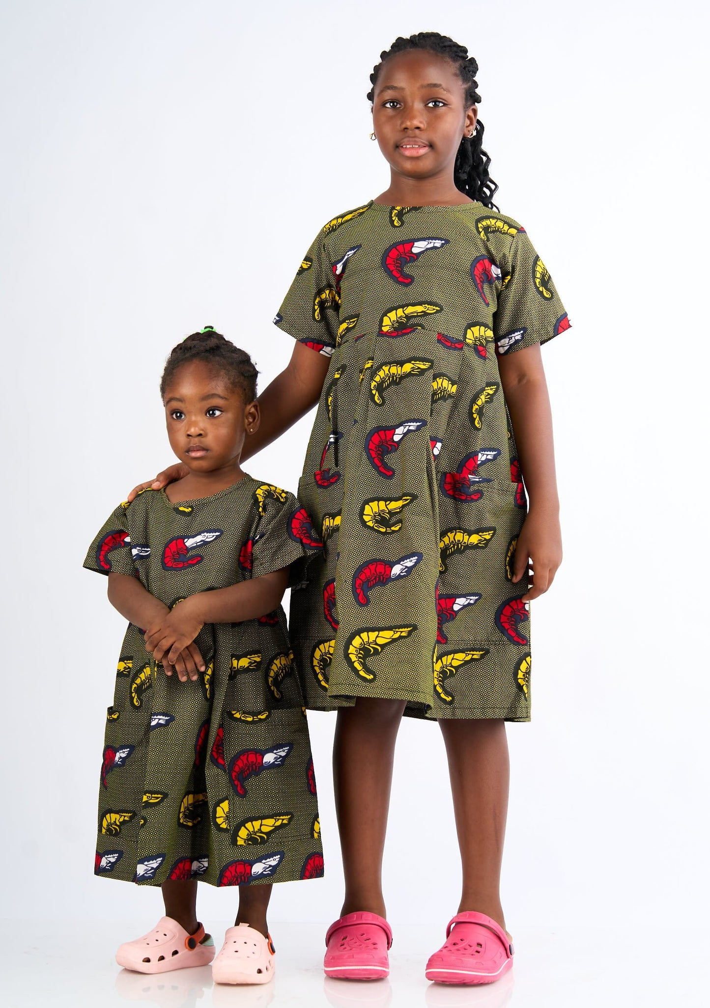 YEVU Kids Mini Smock Dress - Yellow Prawns