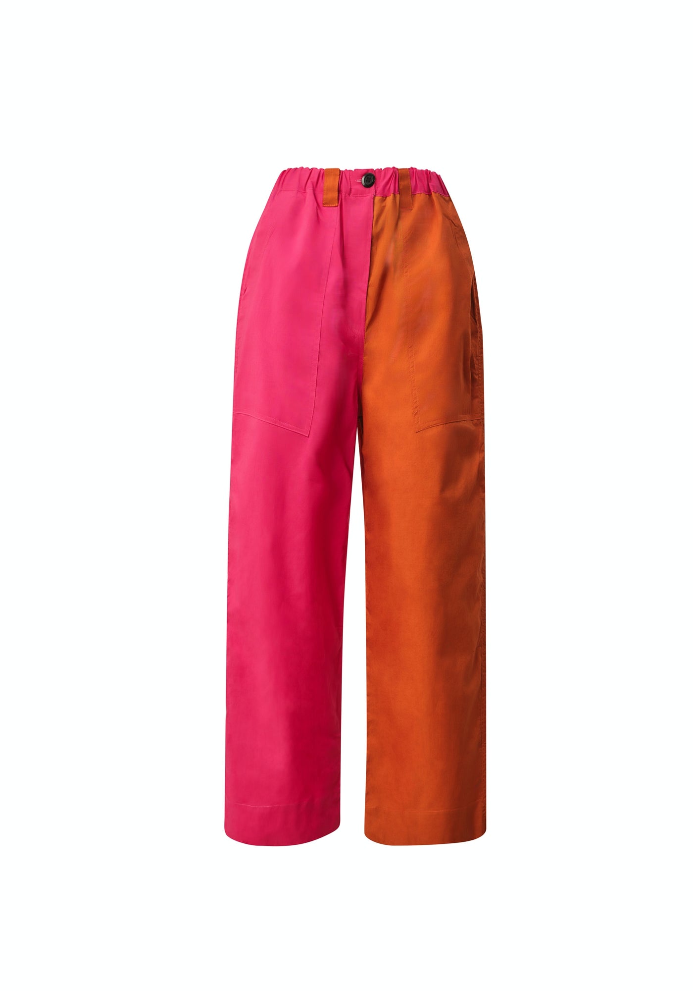 Relaxed Straight Leg Pants - Orange & Pink Batik