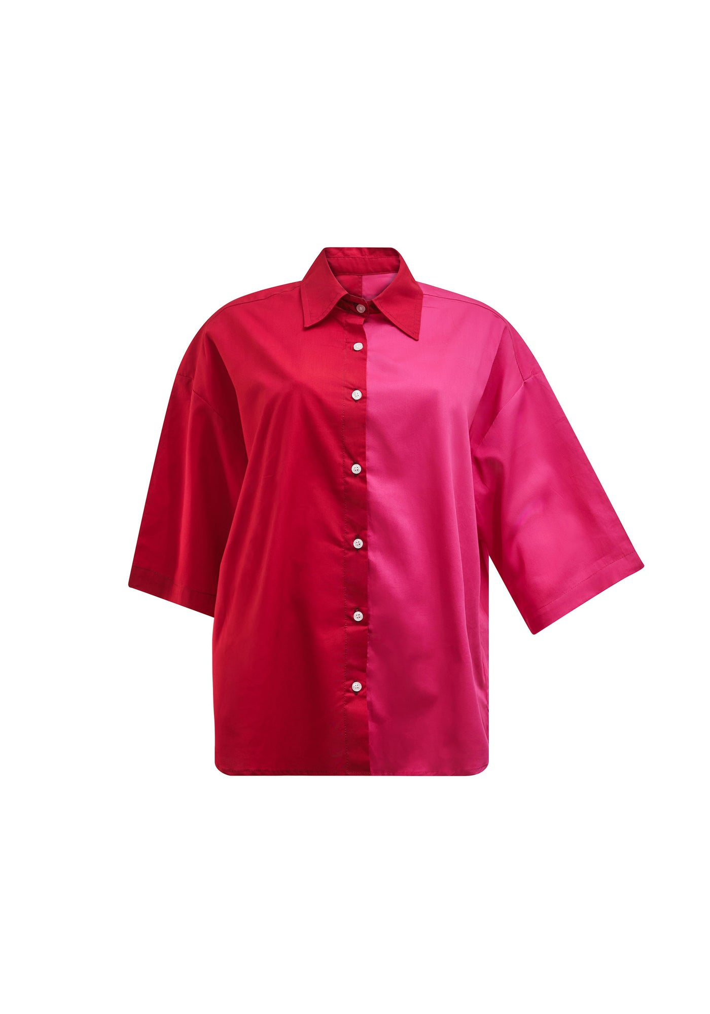 Short Sleeve Big Blouse - Pink & Red Batik