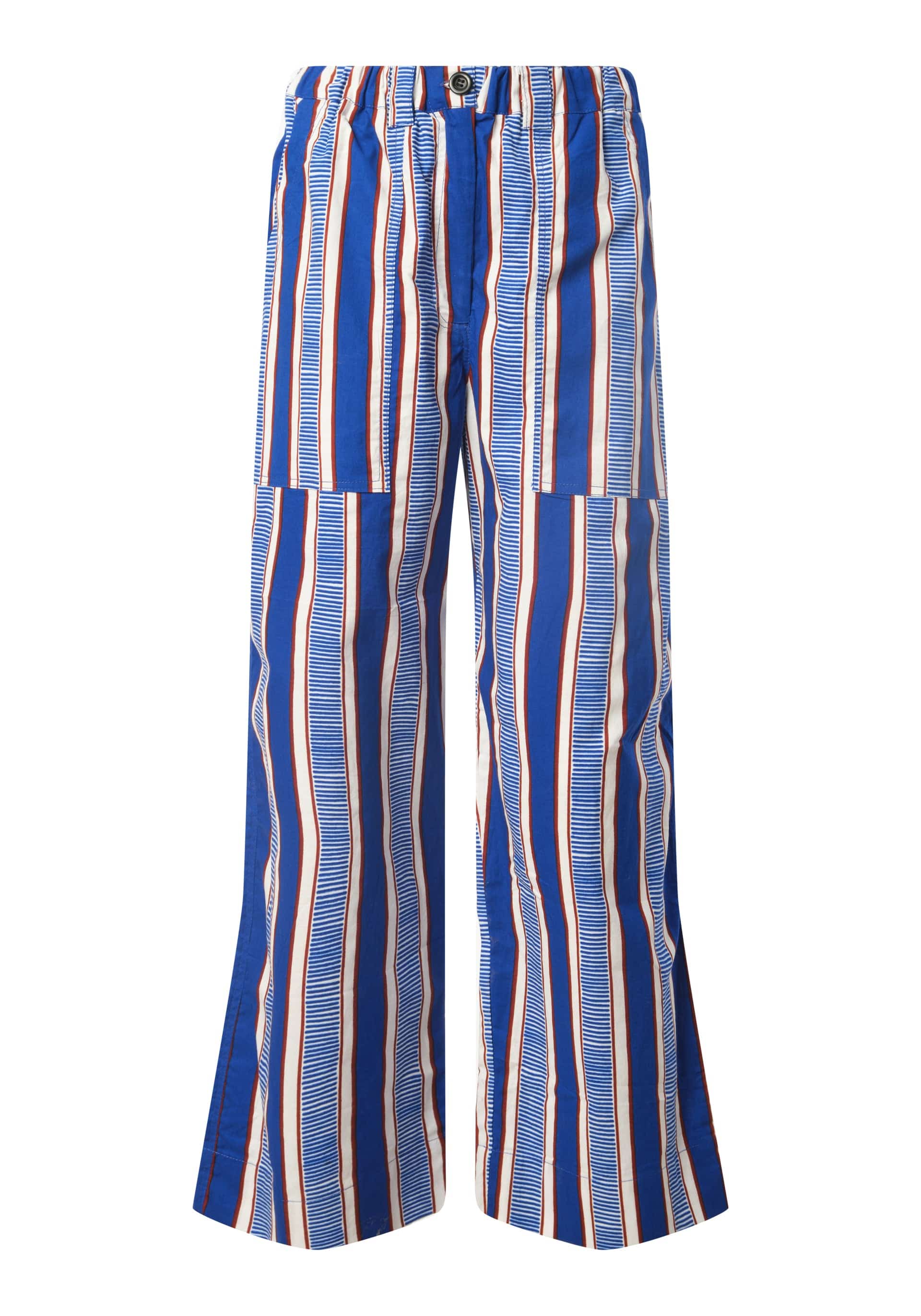 YEVU Women - Trousers Relaxed Straight Leg Pants - Blue Lines