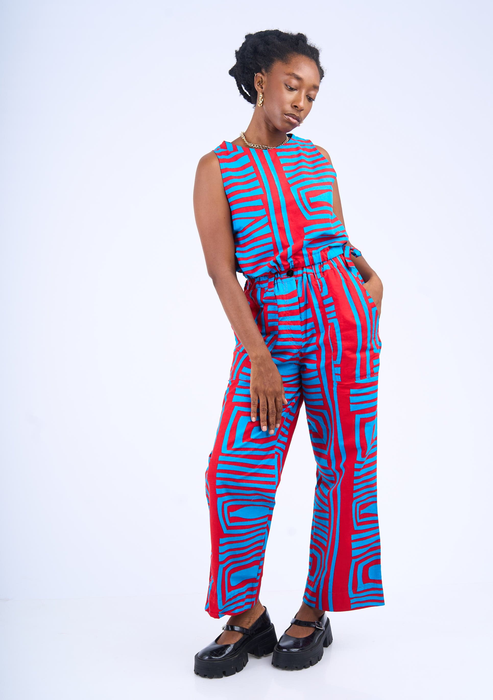 Relaxed Straight Leg Pants - Monochrome New Wave
