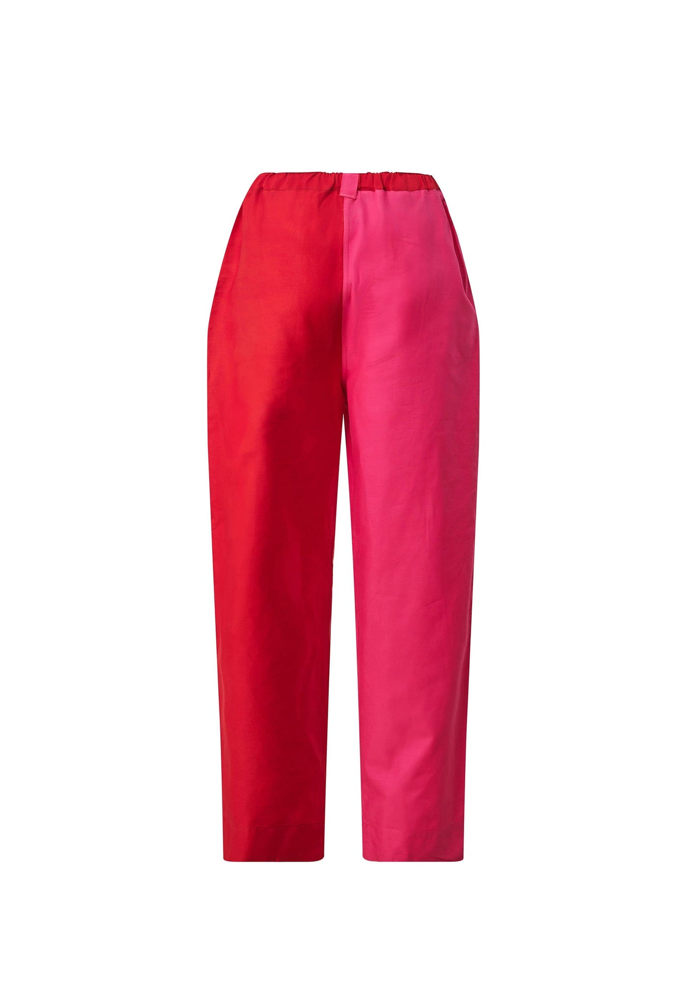 YEVU Women - Trousers Relaxed Straight Leg Pants - Pink & Red Batik