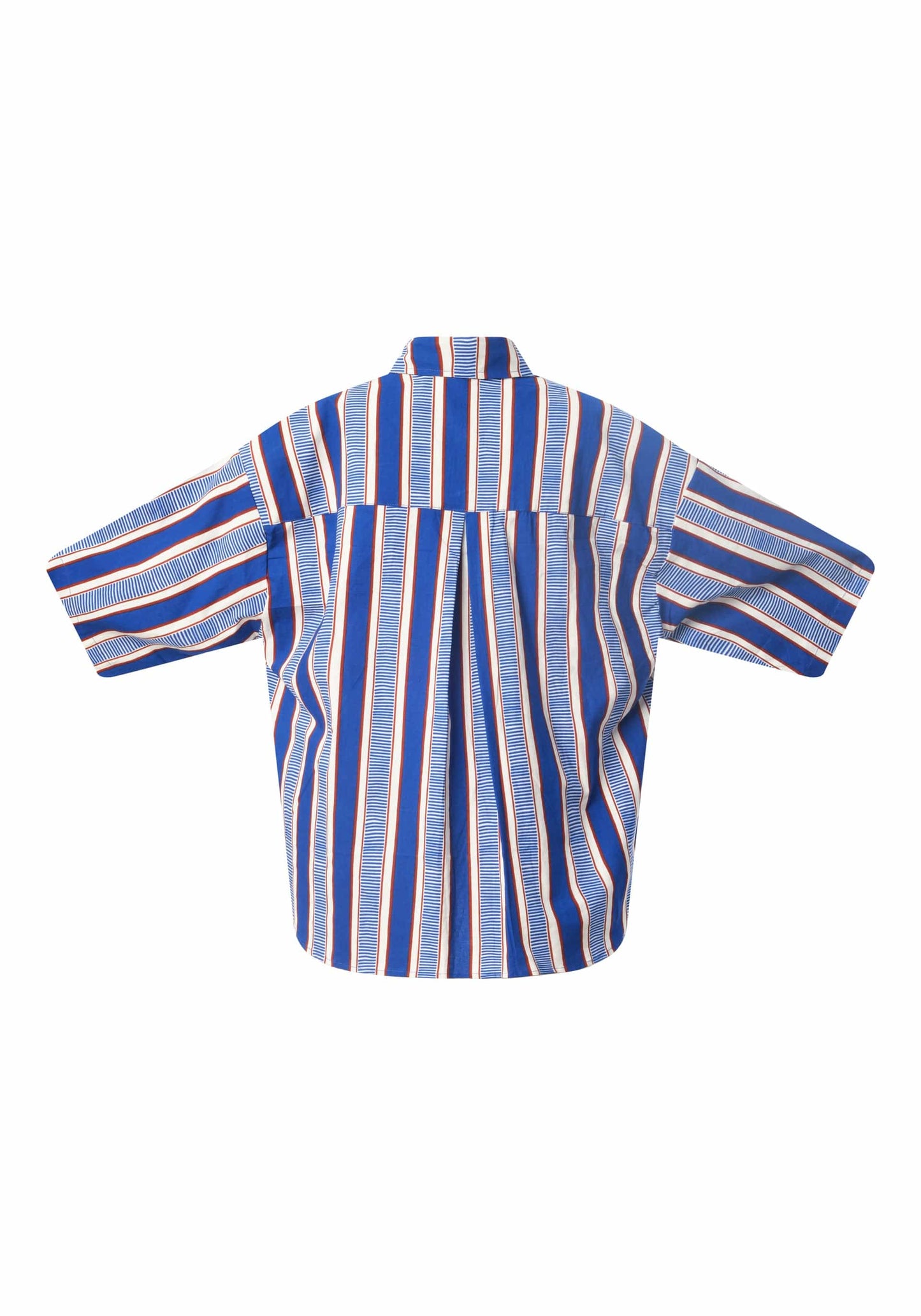 YEVU Women - Top Short Sleeve Big Blouse - Blue Lines