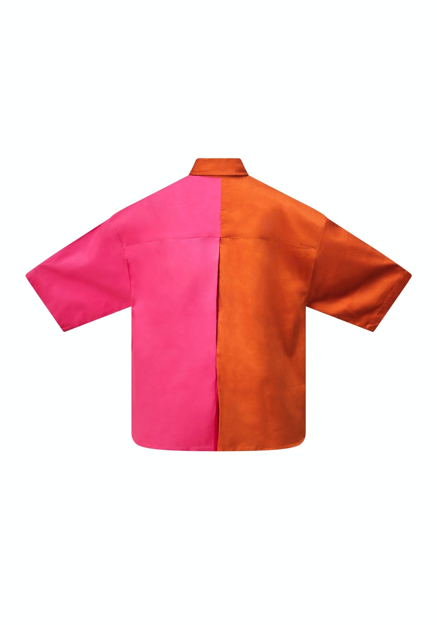 YEVU Women - Top Short Sleeve Big Blouse - Orange & Pink Batik