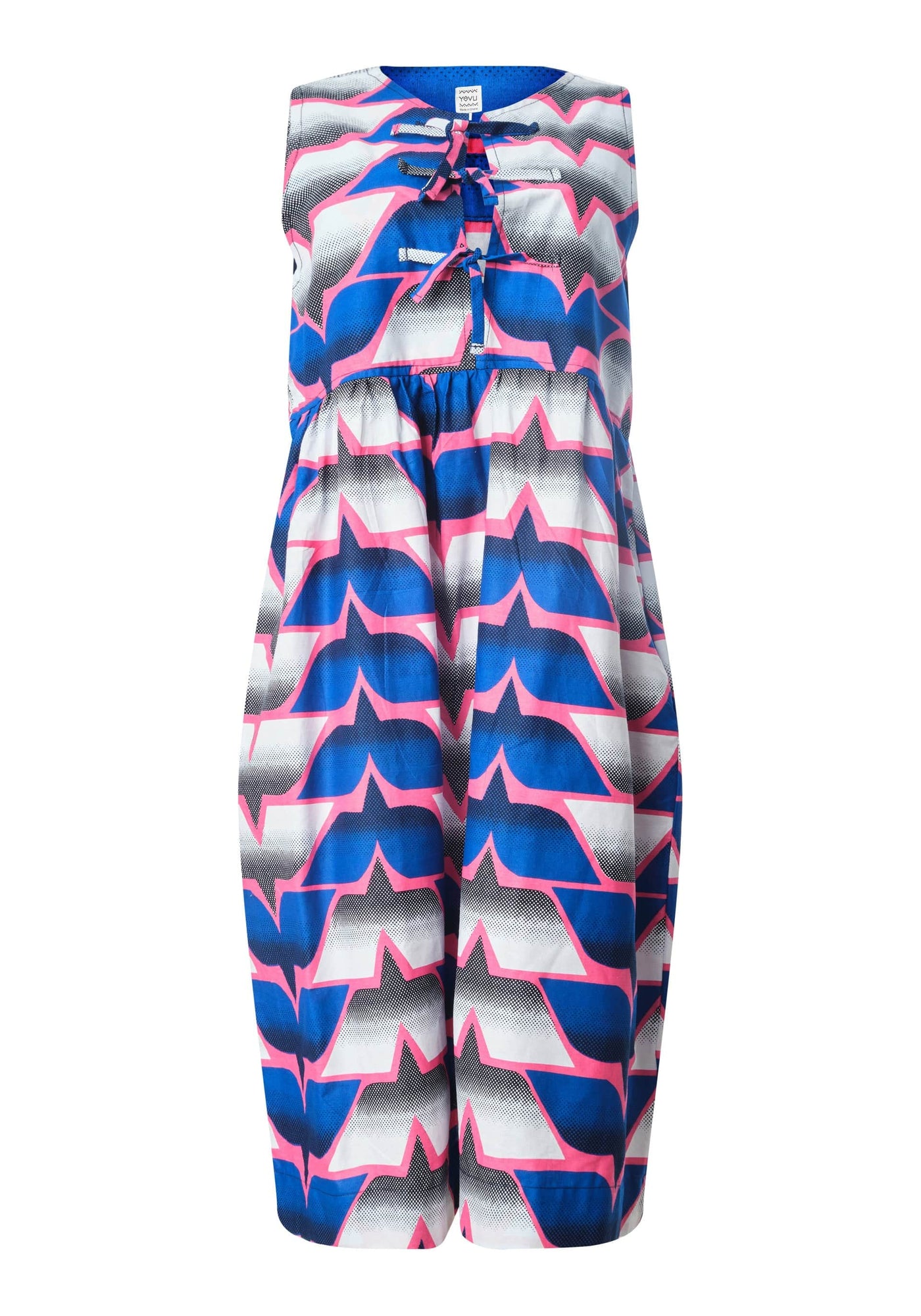 YEVU Women - Dress Tie Top Midi Dress - Blue Wings