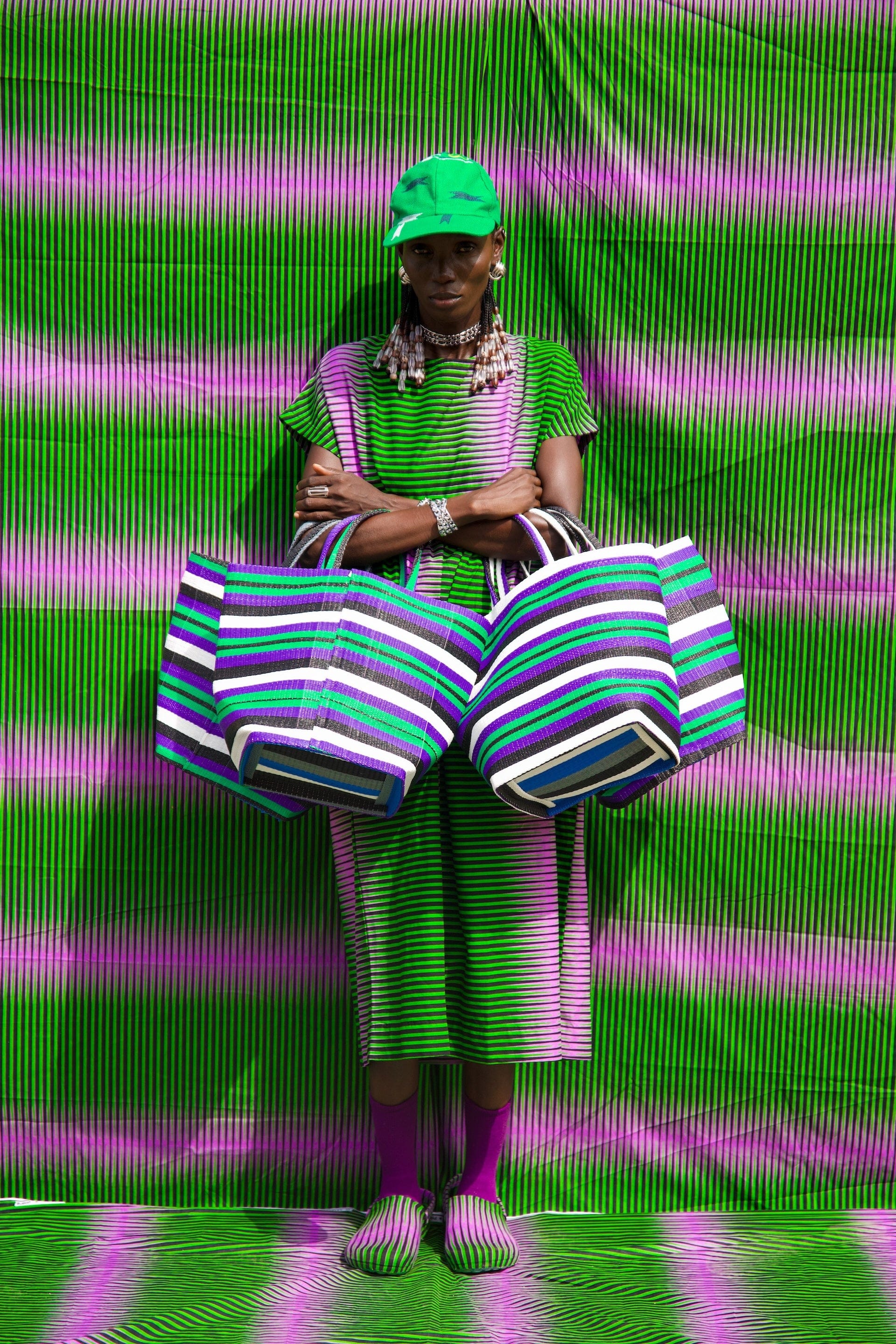Yevu Accessories - Bag Togo Bag  - Purple & Green