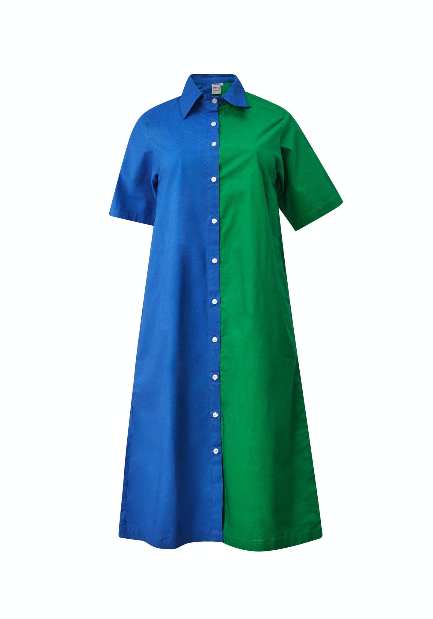 YEVU Women - Dress Ultimate Shirt Dress - Green & Blue Batik