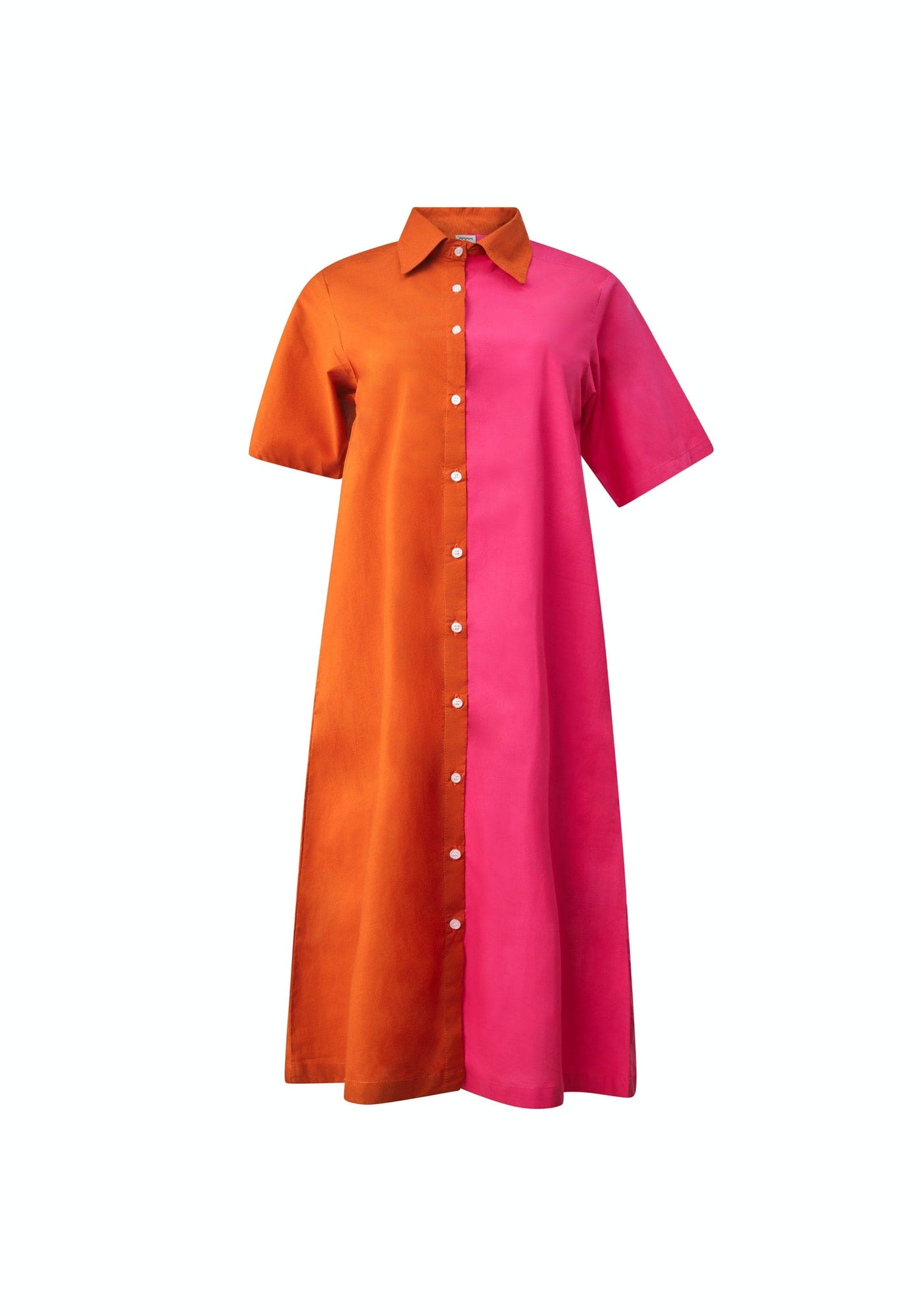 YEVU Women - Dress Ultimate Shirt Dress - Orange & Pink Batik