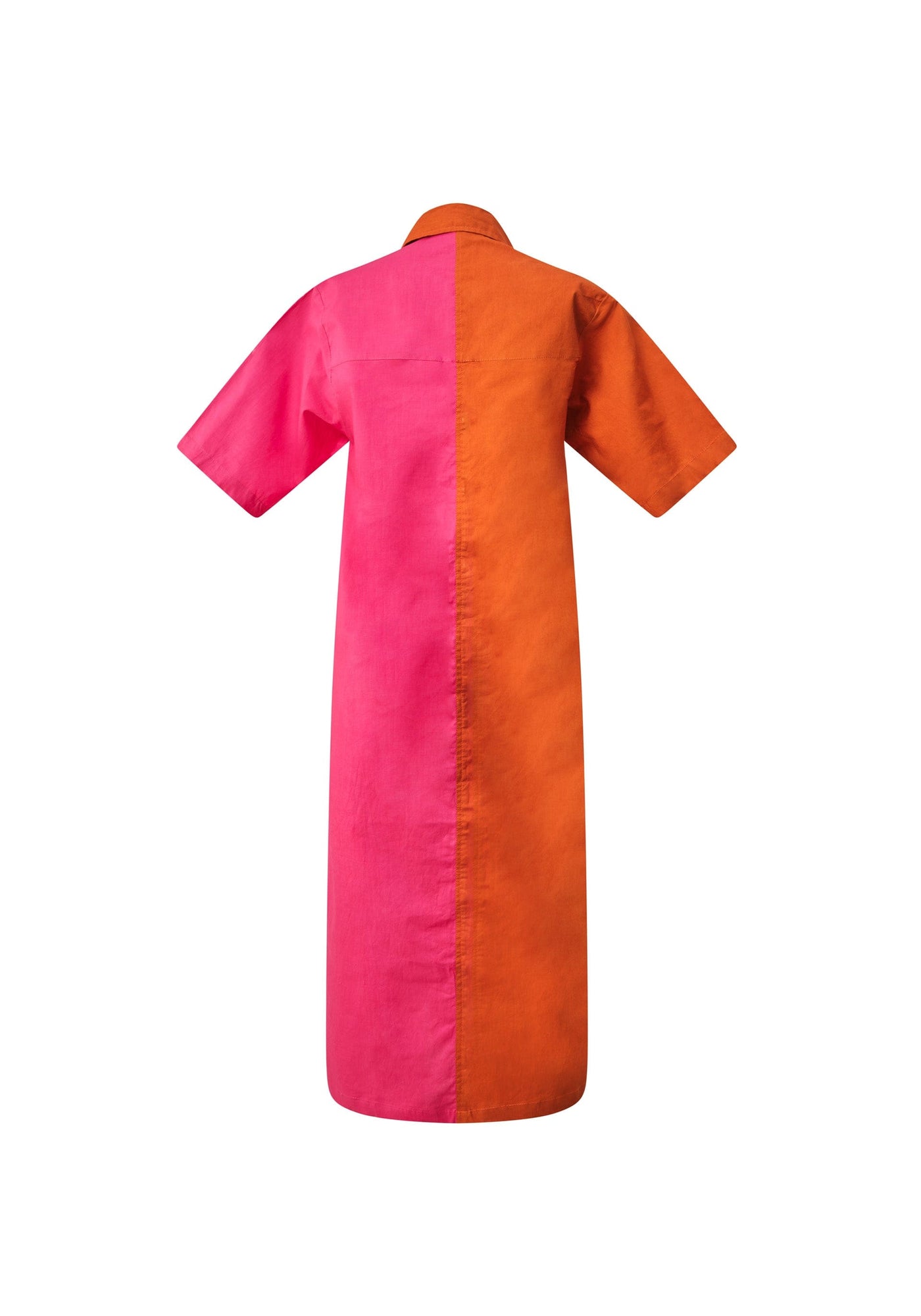 YEVU Women - Dress Ultimate Shirt Dress - Orange & Pink Batik