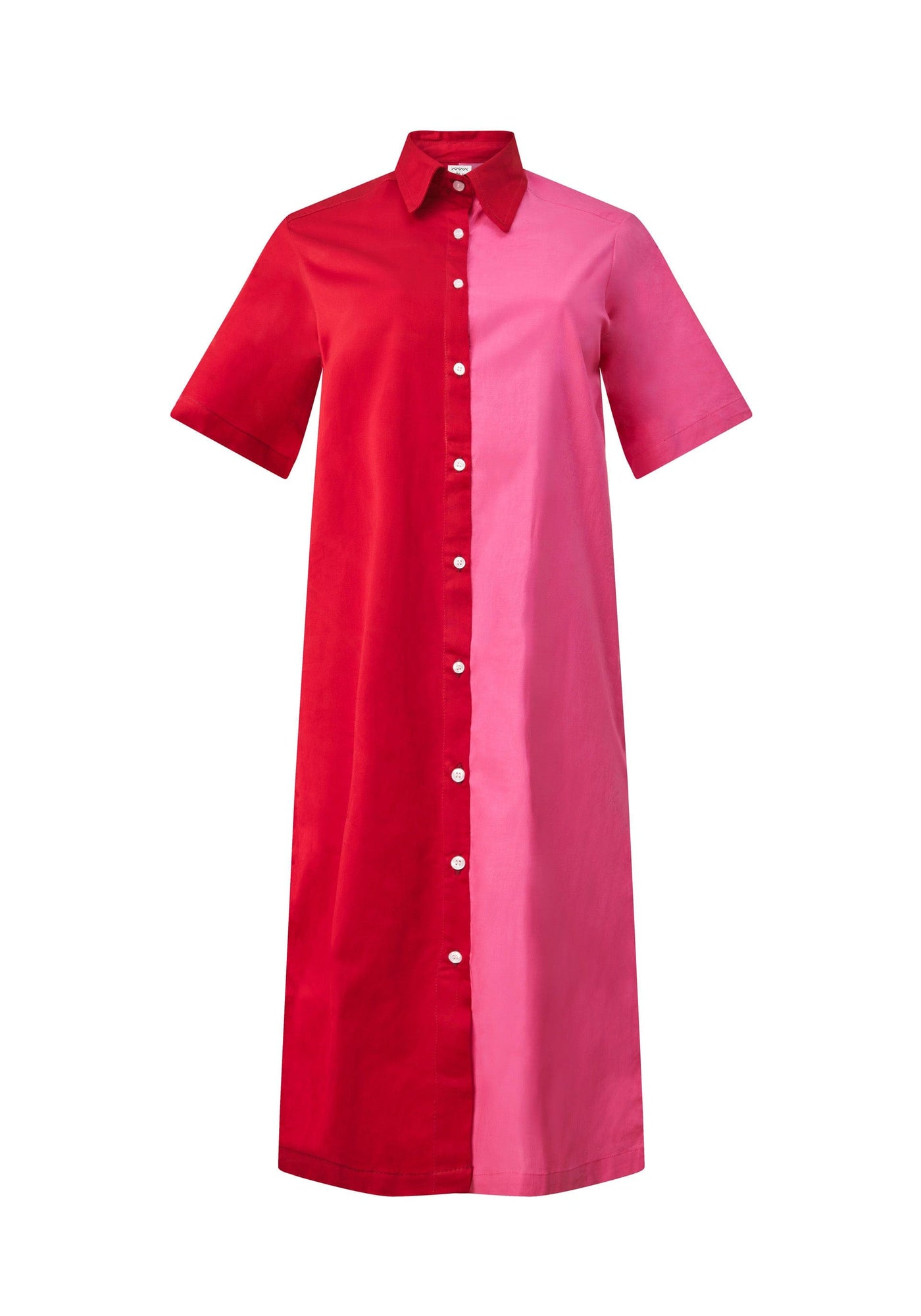 YEVU Women - Dress Ultimate Shirt Dress - Pink & Red Batik