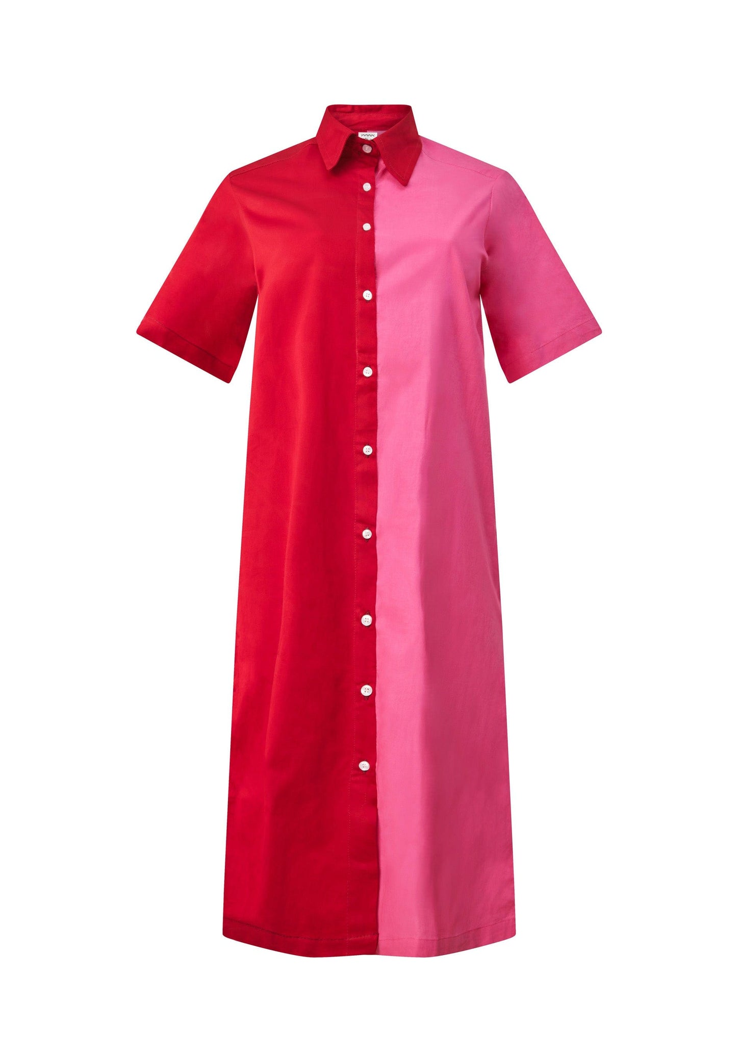 YEVU Women - Dress Ultimate Shirt Dress - Pink & Red Batik