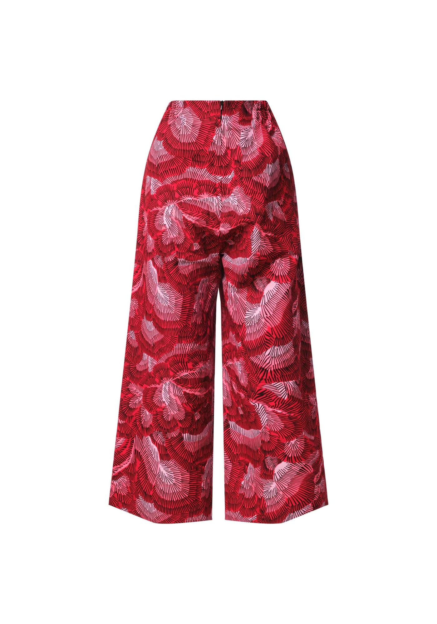 YEVU Women - Trousers Wide Leg Pants - Red Feathers