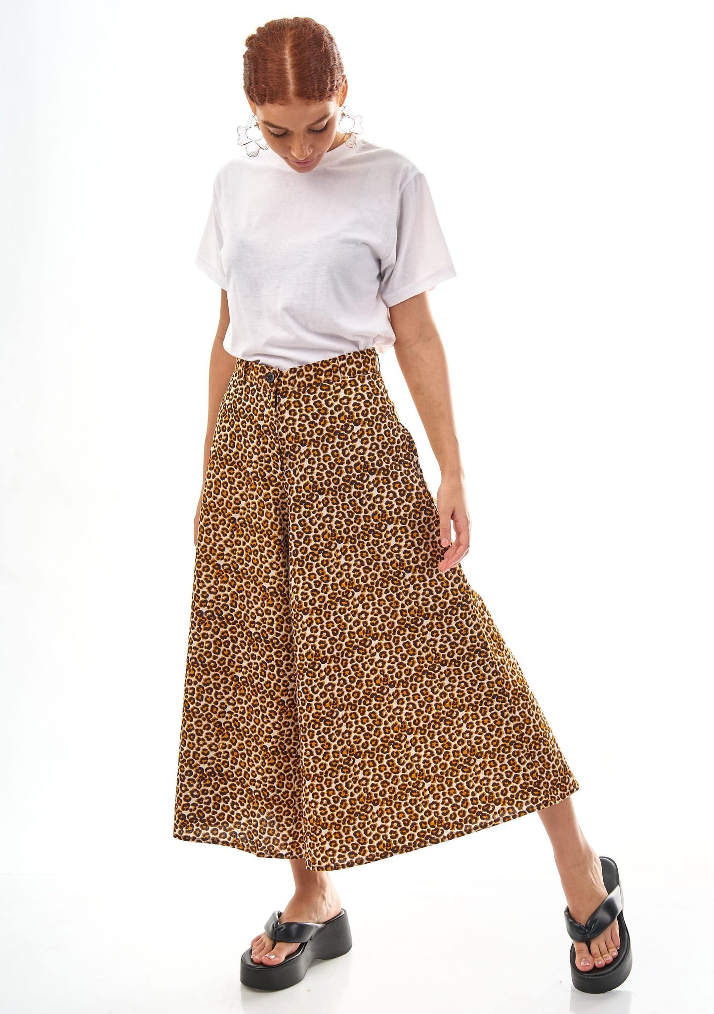 YEVU Women - Trousers Culotte Pant - Leopard