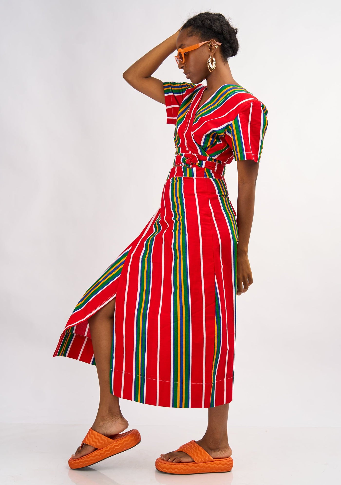 YEVU Women - Skirt Extended Wrap Skirt - Red Lines