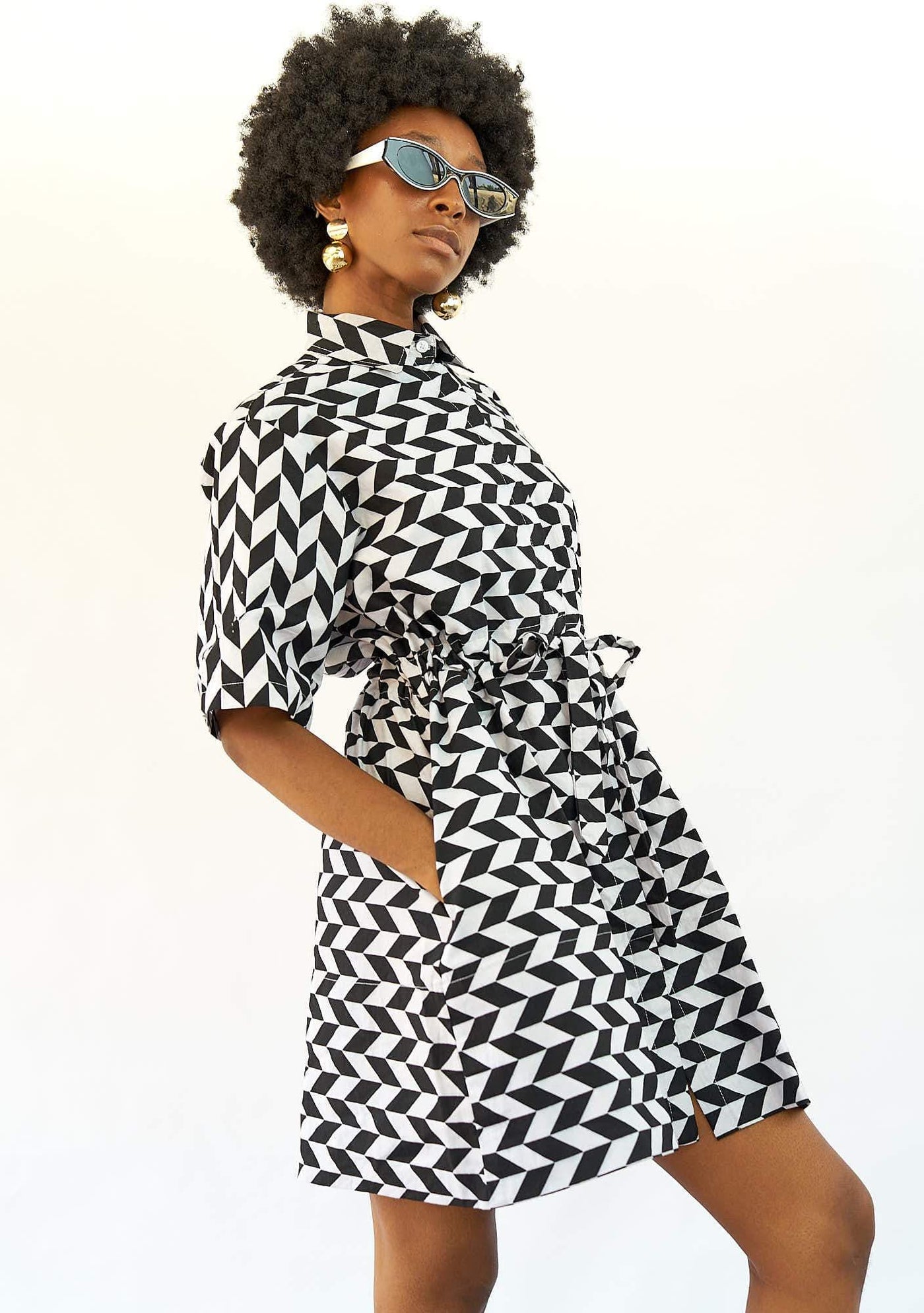 YEVU Women - Dress Half Drawstring Dress - New Mono