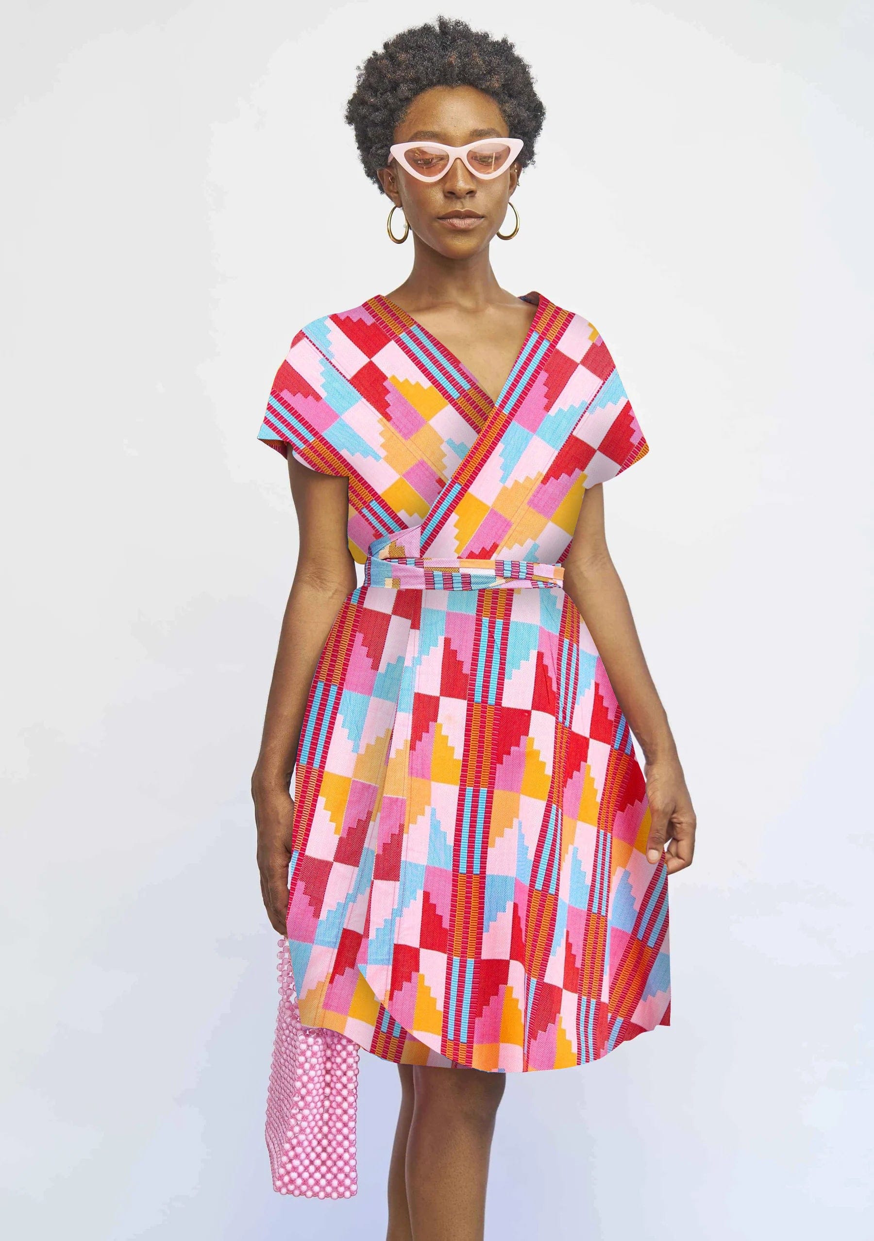 YEVU Women - Dress Half Length Wrap Dress - Sherbet