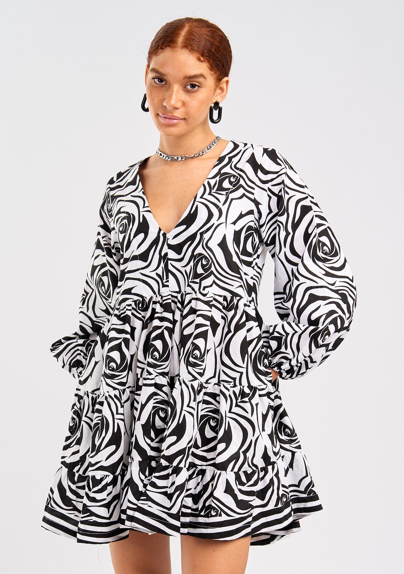 YEVU Women - Dress Long Sleeve Layer Dress - Rosebud