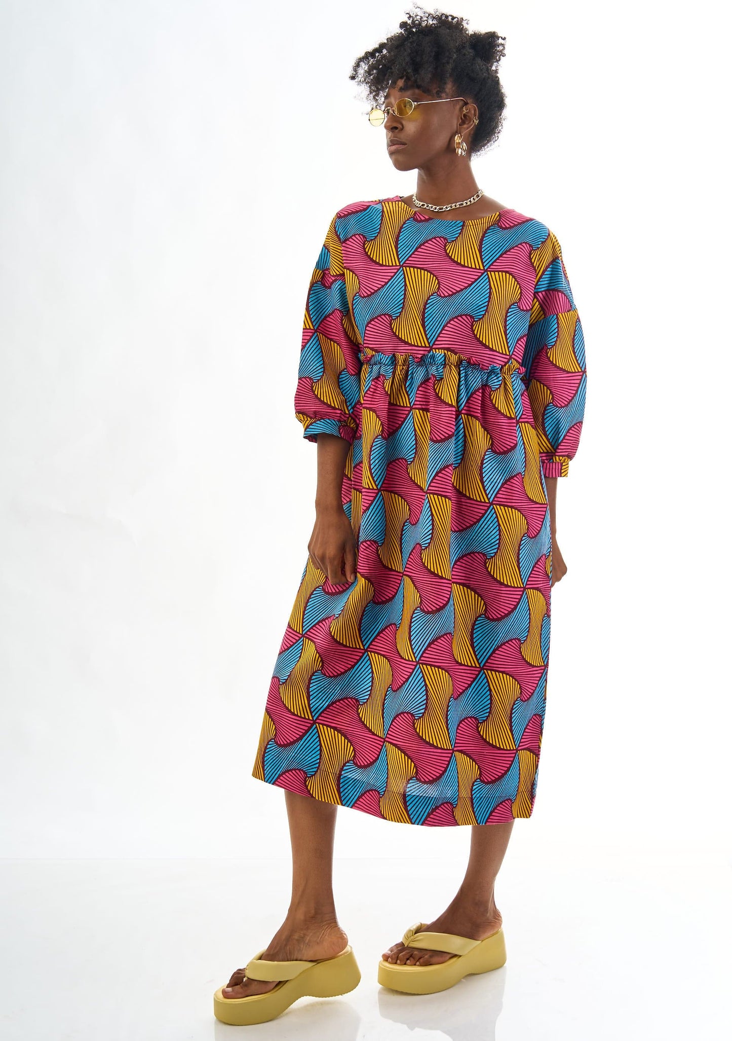 YEVU Women - Dress Midi Smock Dress - Lollipops