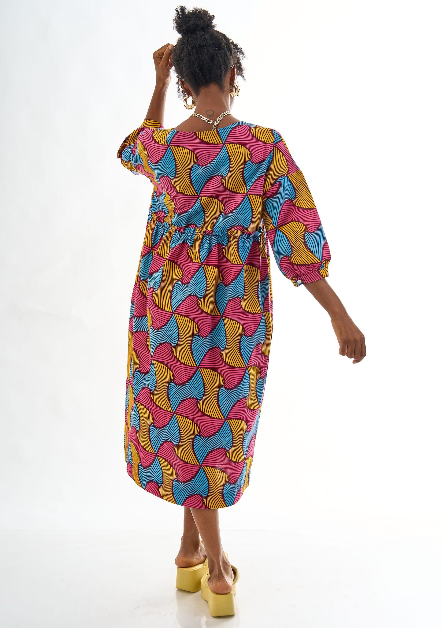 YEVU Women - Dress Midi Smock Dress - Lollipops