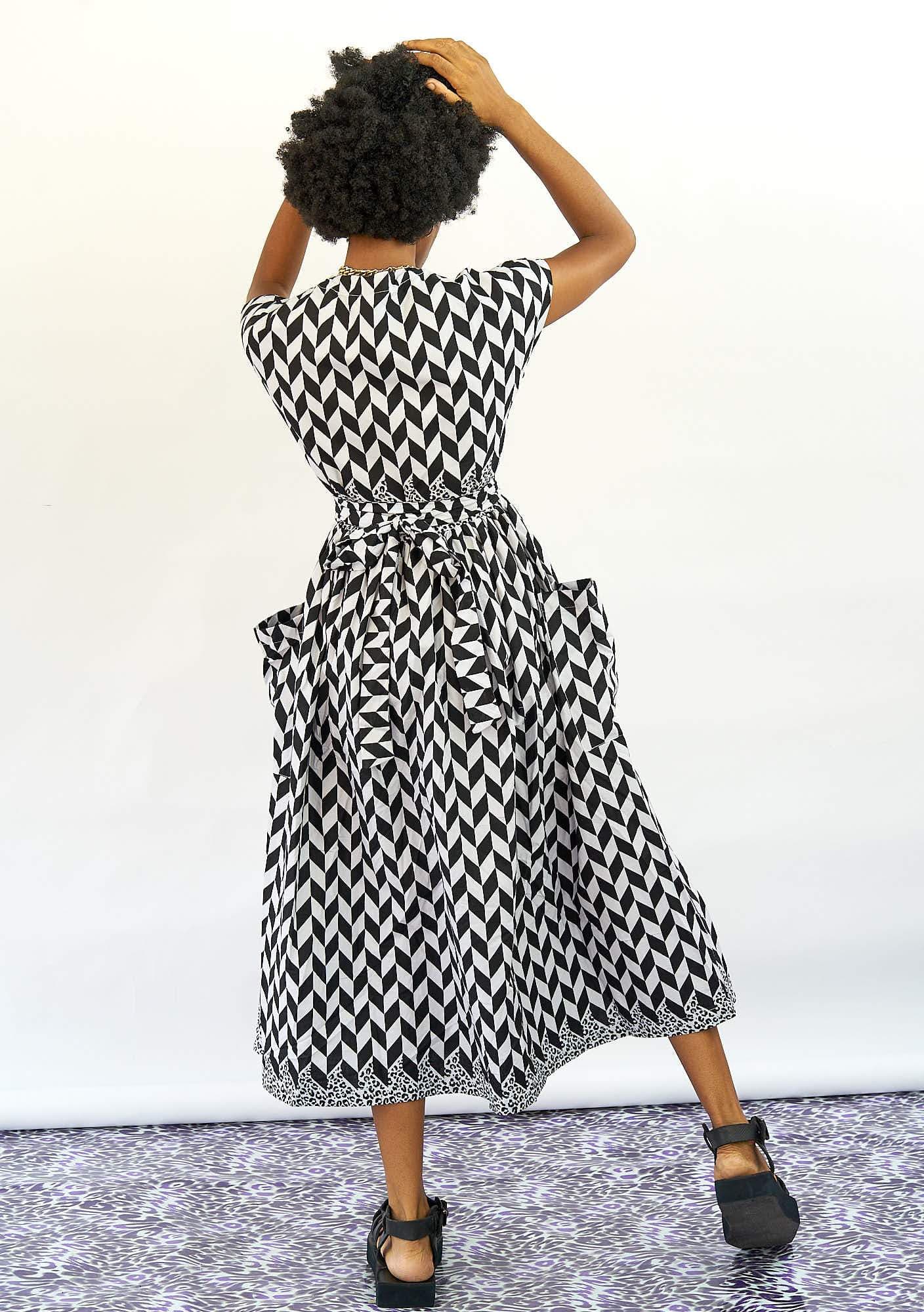YEVU Women - Dress Midi Wrap Dress - New Mono