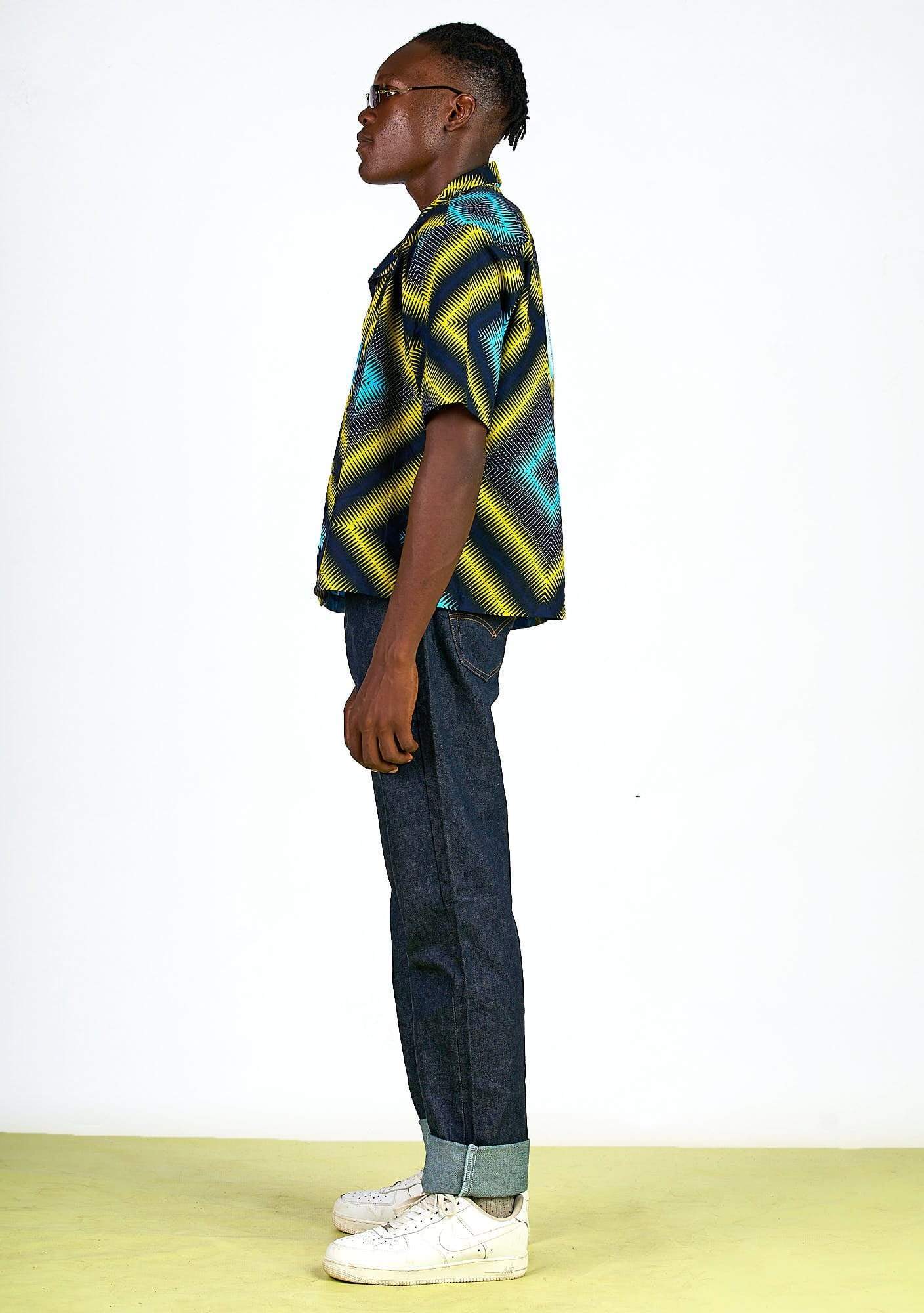 YEVU Men - Shirt Mixed Print Box Shirt - Angel & Neon