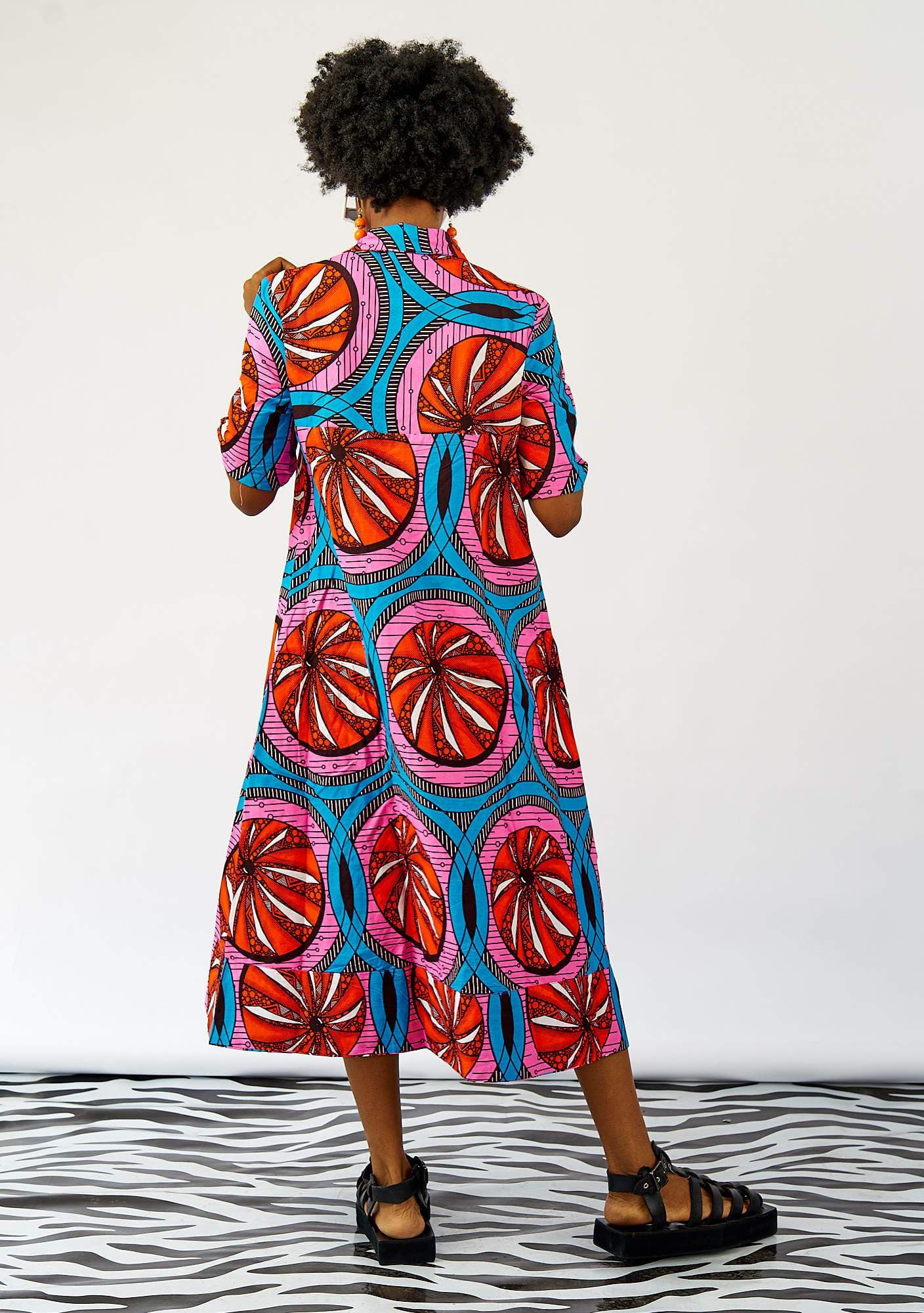 YEVU SALE Women - Dress Easy Midi - Tangerine Dreams